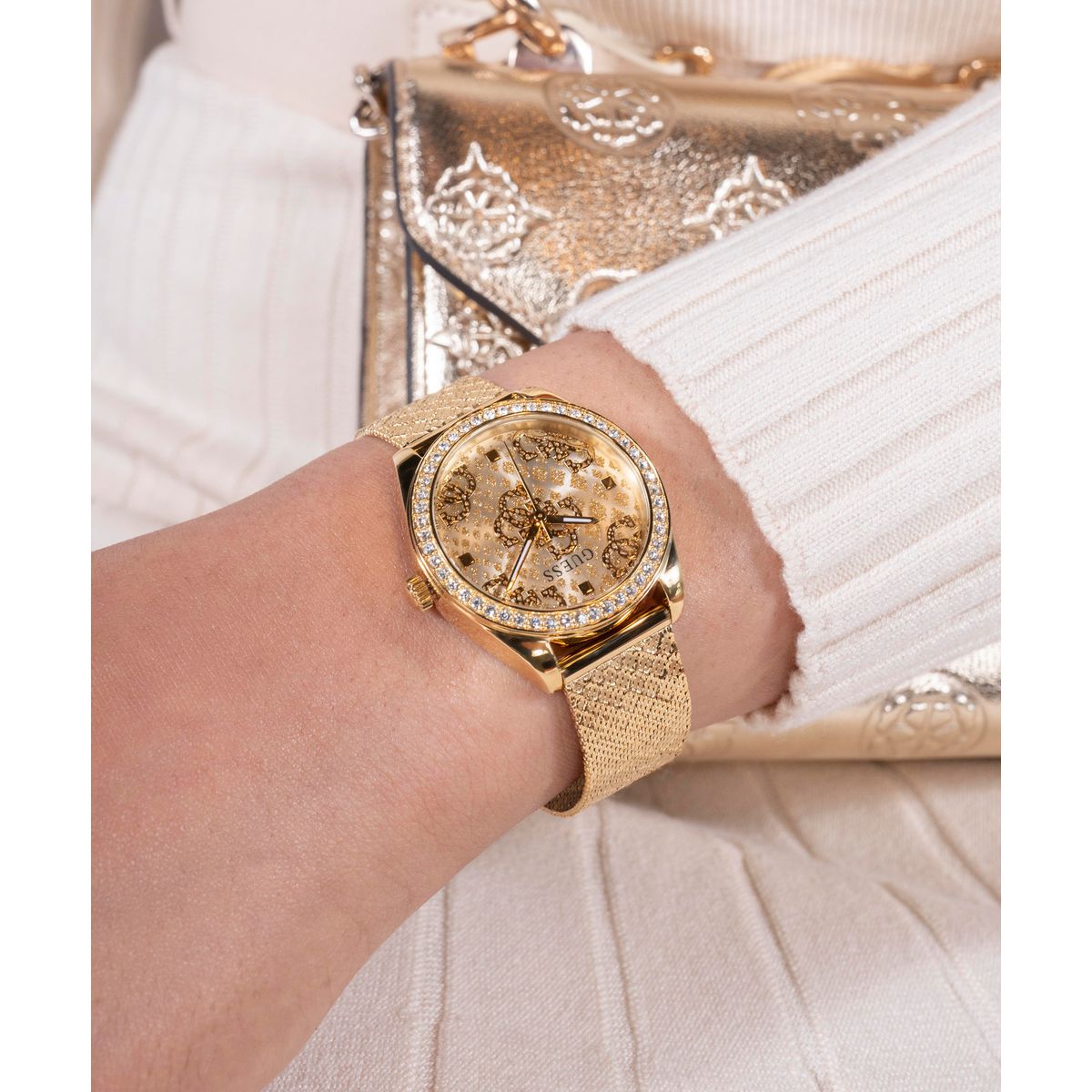 Guess Trend Women Quartz Champagne Dial Analog Mesh Watch GW0748L2 - view 7