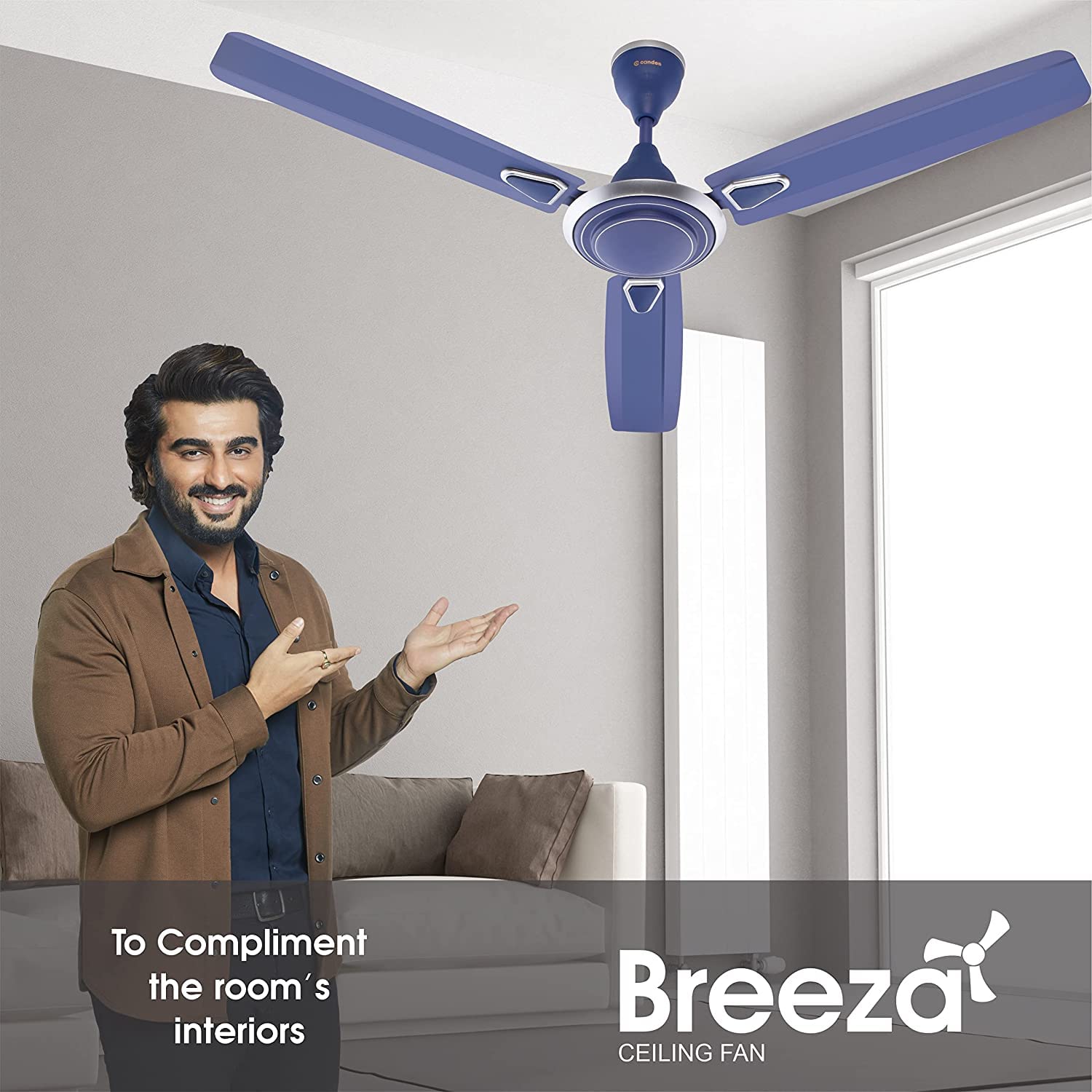 Candes Breeza 1200mm/48 inch High Speed Anti dust Decorative 3 Star Rated Ceiling Fan 405 RPM with 2 Years Warranty (Pack of 2) - Silver Blue - view 2