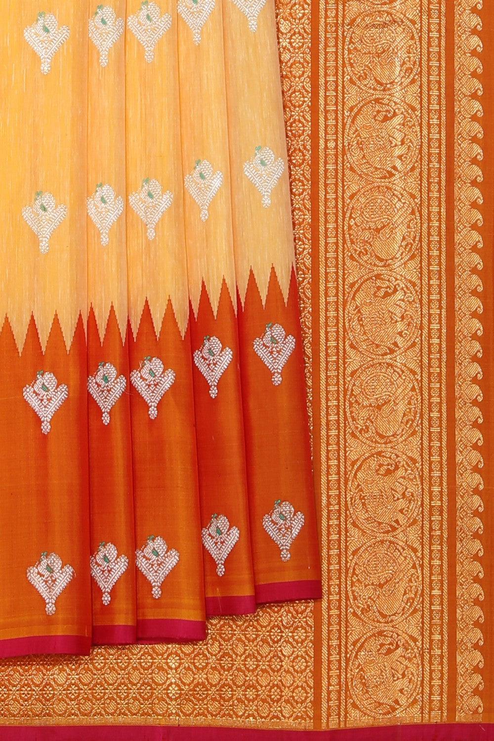 Kalanjali Gadwal Silk Yellow Saree – Women's