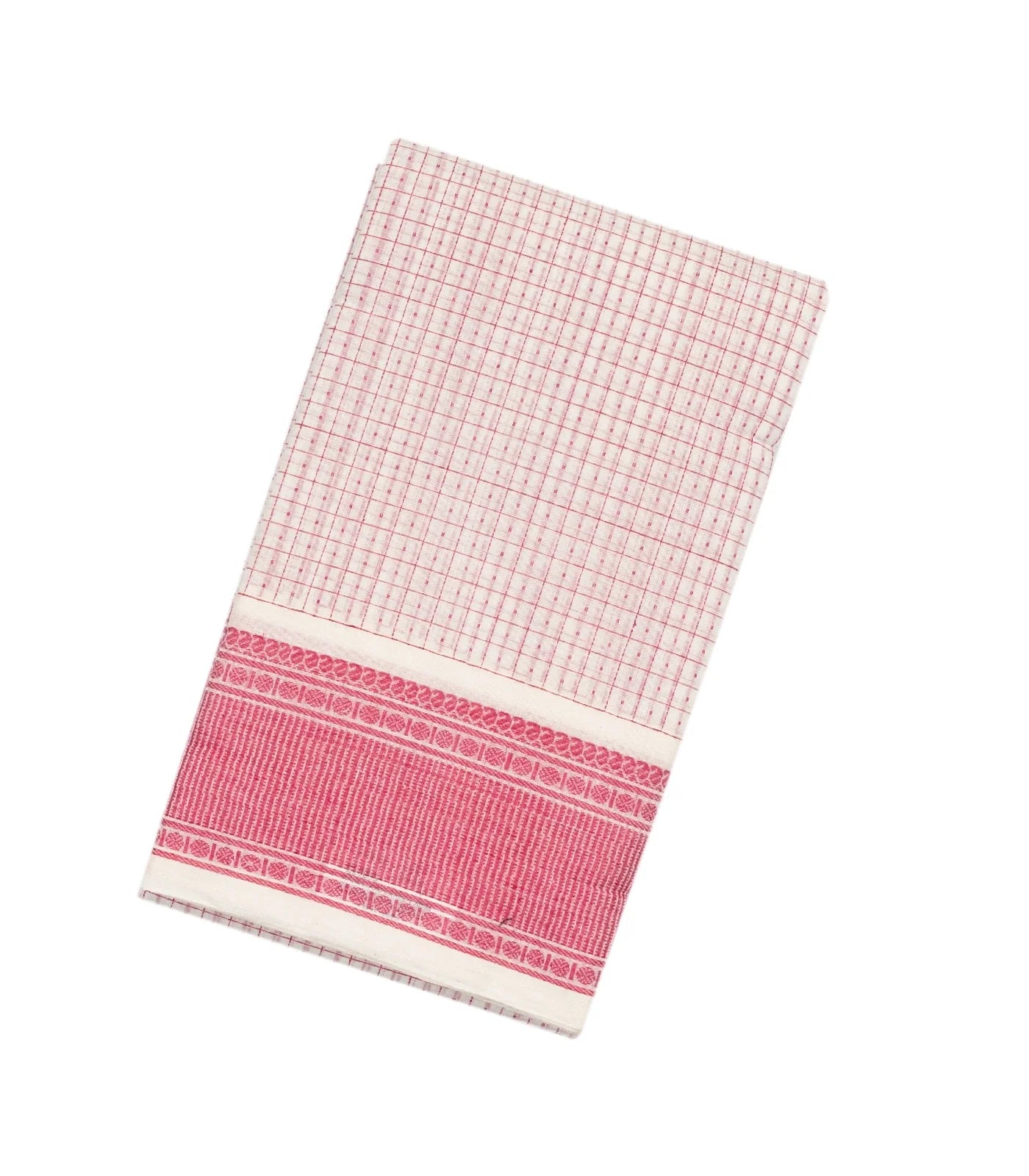RmKV Off White Handloom Kanchi Cotton Saree With Checks & Dots