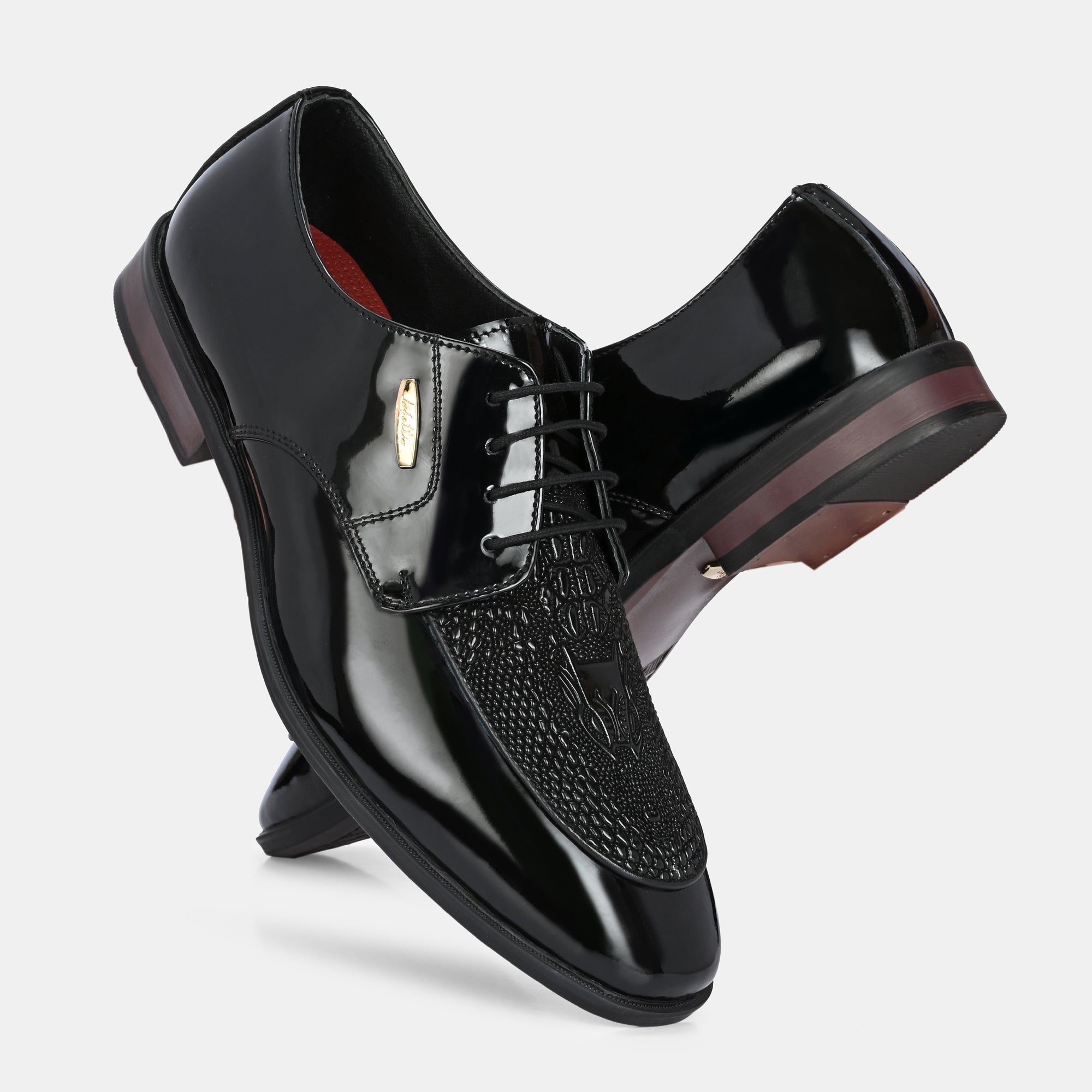 Hand Engraved Lace-Up Shoes by Lafattio – Black