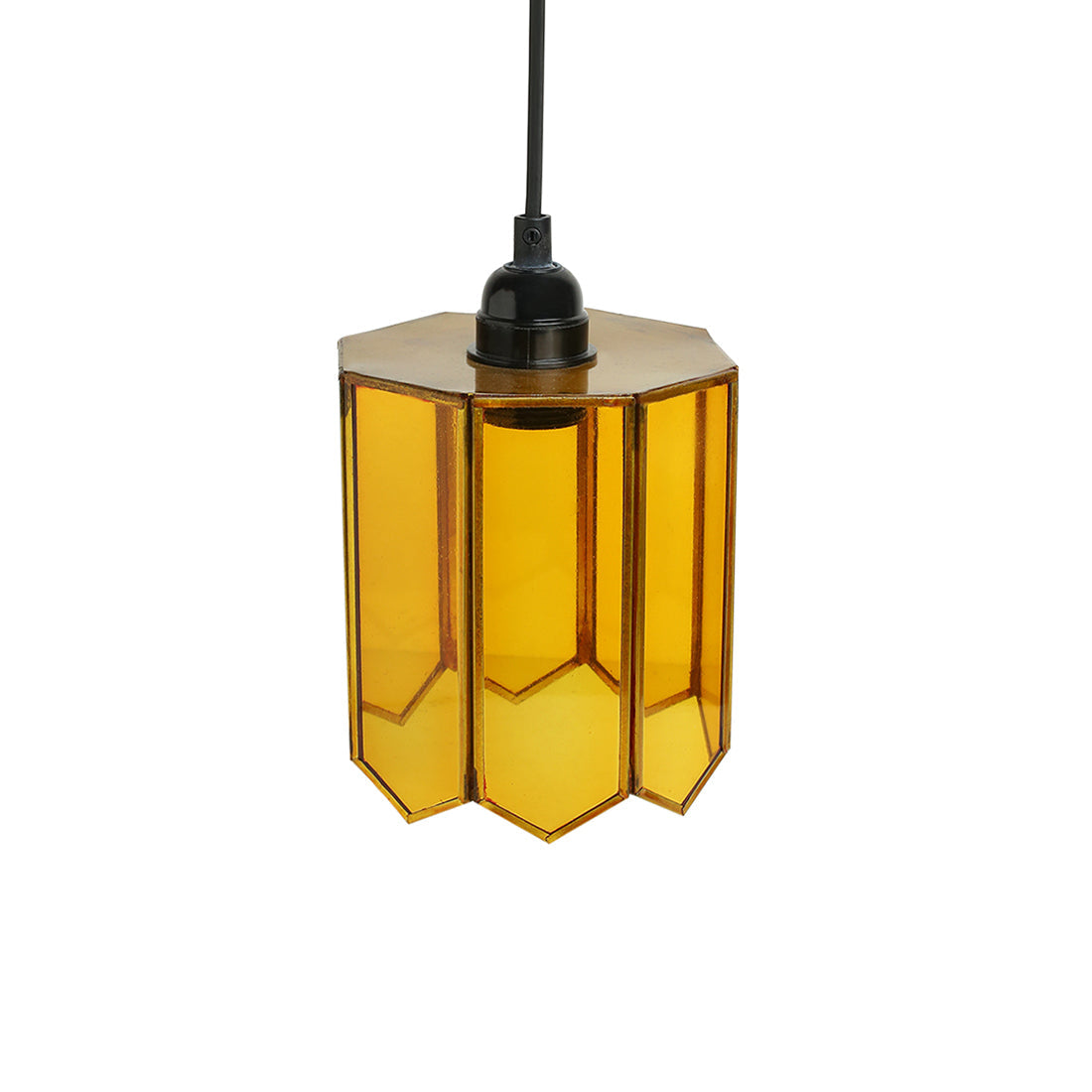 EXCLUSIVELANE 'Glass Glimmers' Handcrafted Cylindrical Hanging Pendant Lamp in Glass & Iron (8 Inch) - view 3