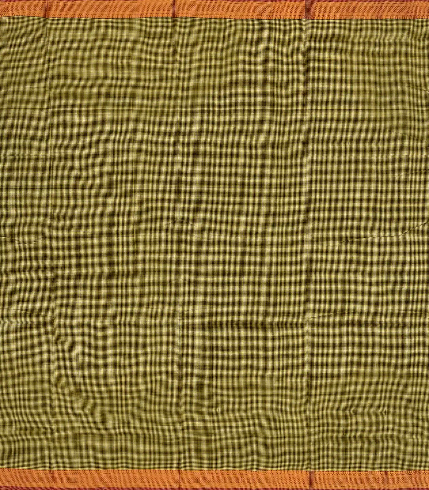 RmKV Olive Green Handloom Mangalagiri Cotton Saree With Checks - view 4