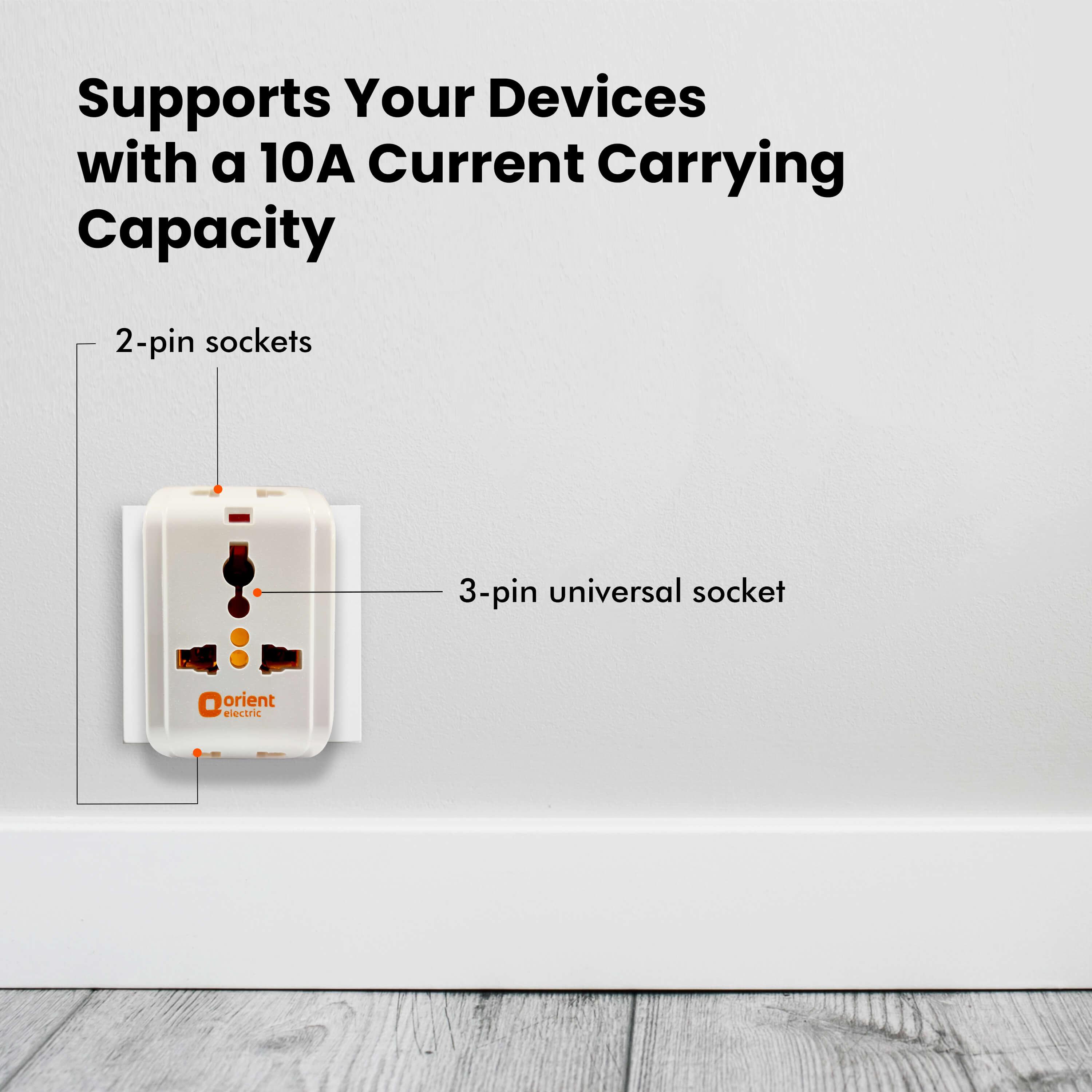 orientelectric 10 Amp Multi Plug Adaptor (Socket) - view 2