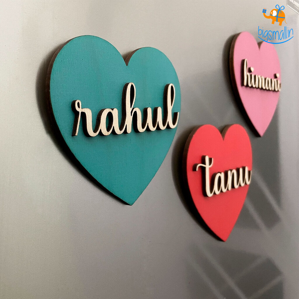 Chitra Chaya Personalized Heart Name Wooden Fridge Magnet - view 6