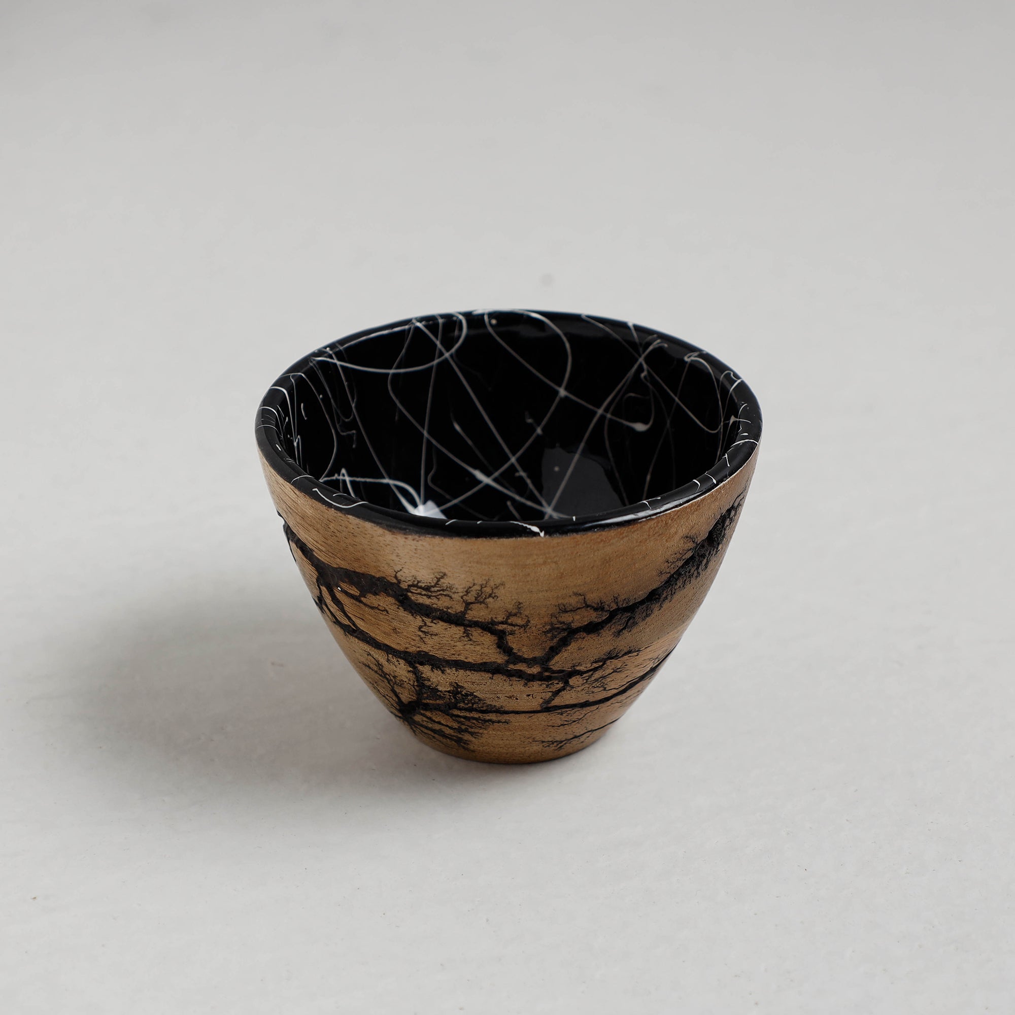 HAVELI CHRONICLES Brown - Handcrafted Mango Wooden Epoxy Resin Bowl (4 x 4 in)