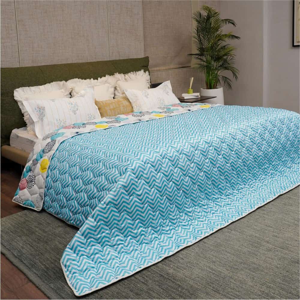 Urban Space -Home Furnishing Store Fluffy & Heavy 200 GSM Microfiber Reversible Quilted Winter Comforters (Turkey Blue-Single, Double) - view 2