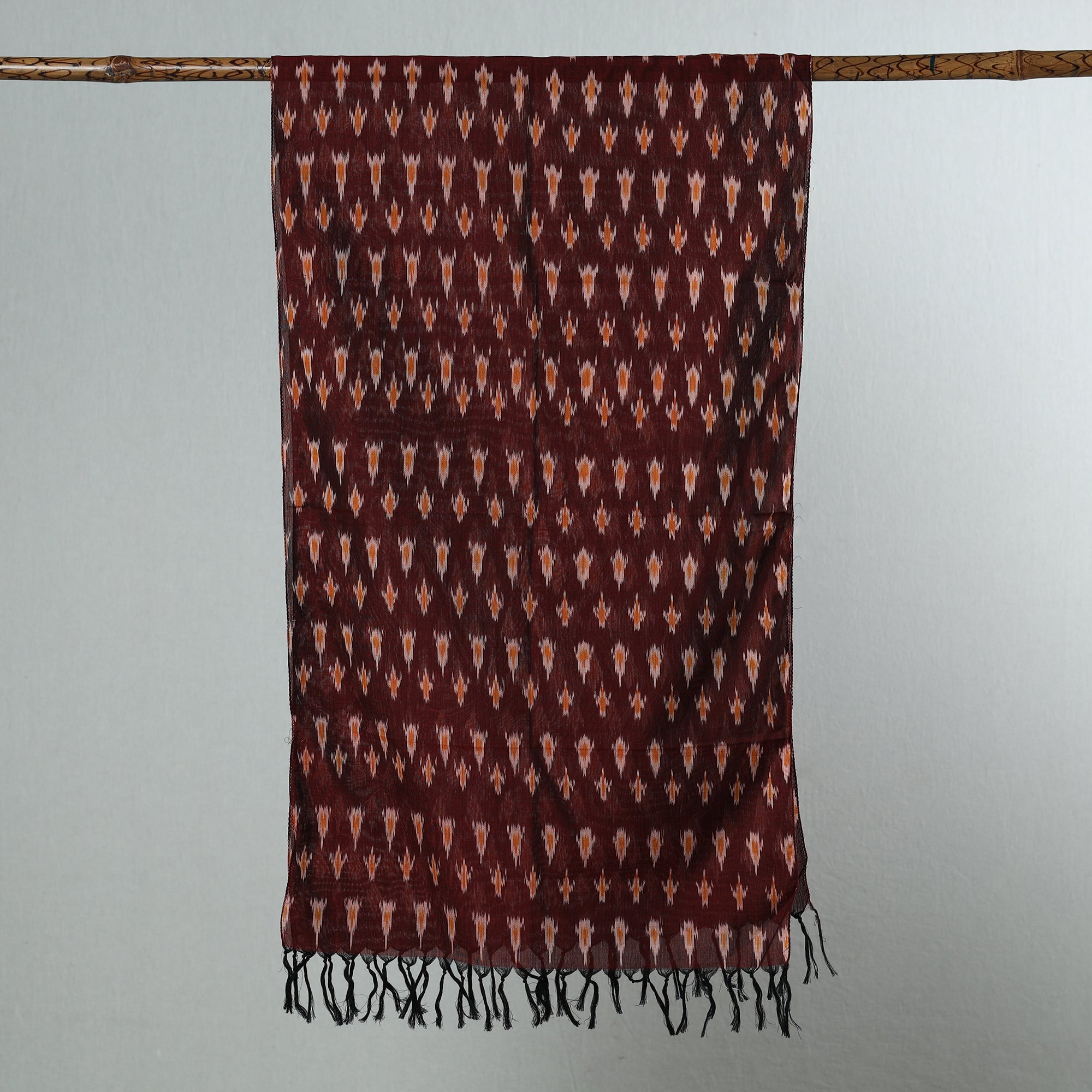SOUTH KARGHA Brown - Handloom Mercerized Cotton Pochampally Ikat Stole 06 - view 2
