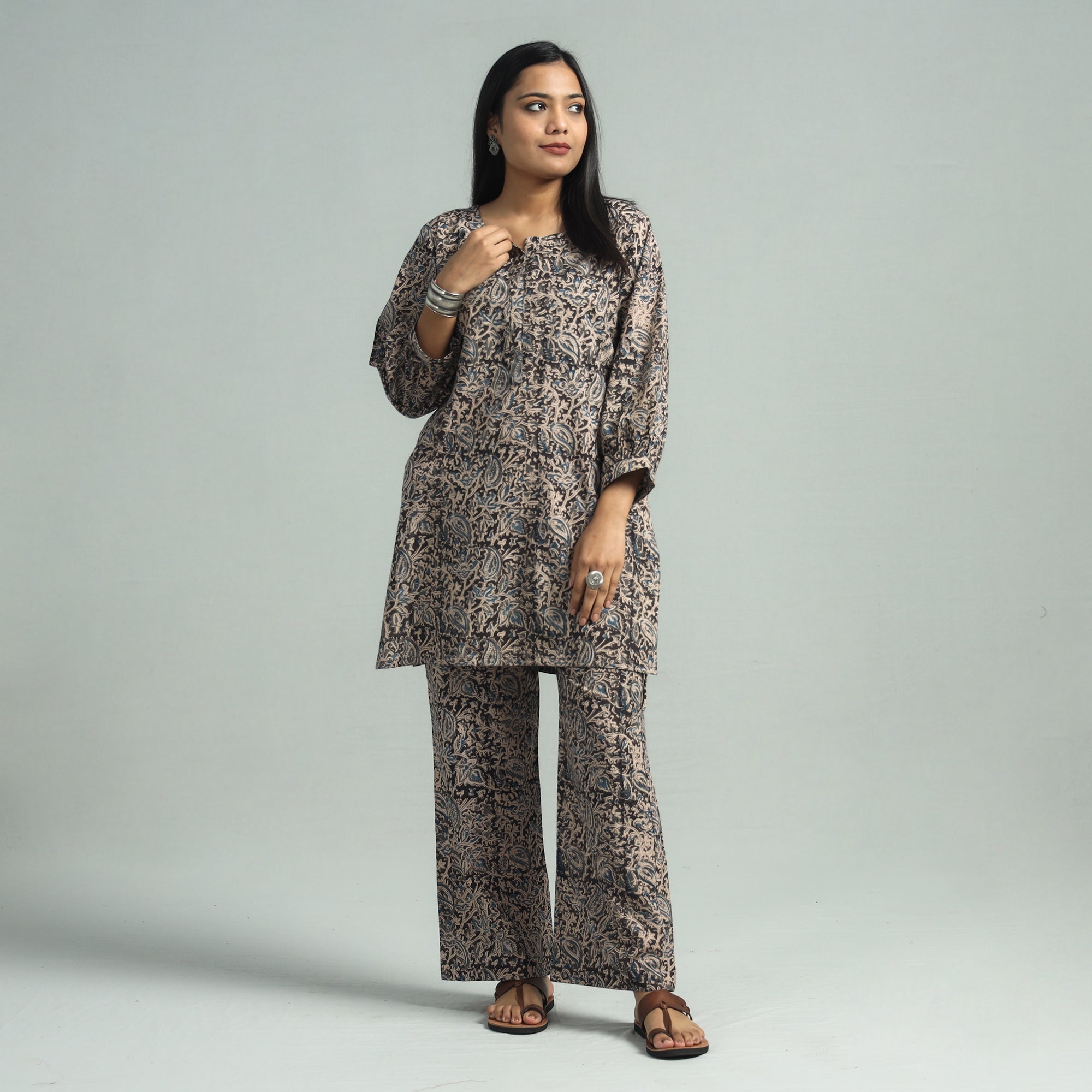 ITOKRI CASUALS Black - Pedana Kalamkari Block Printed Cotton Co-Ord Set