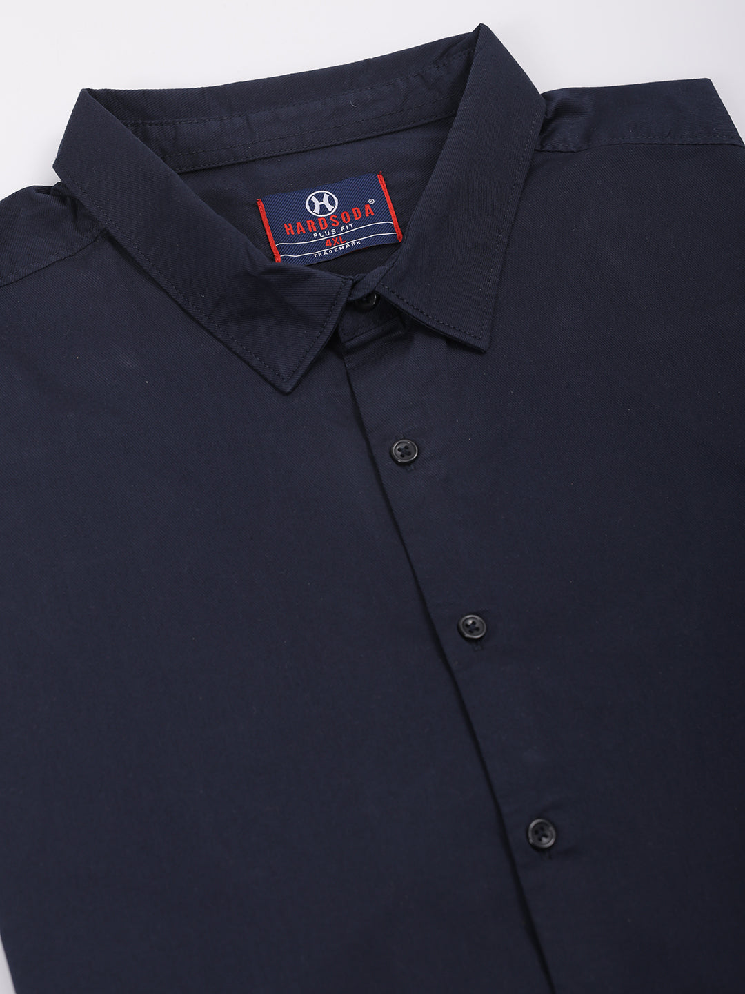 HARDSODA Men's Plus Size Navy Blue Regular Fit Solid Casual Shirt - view 7