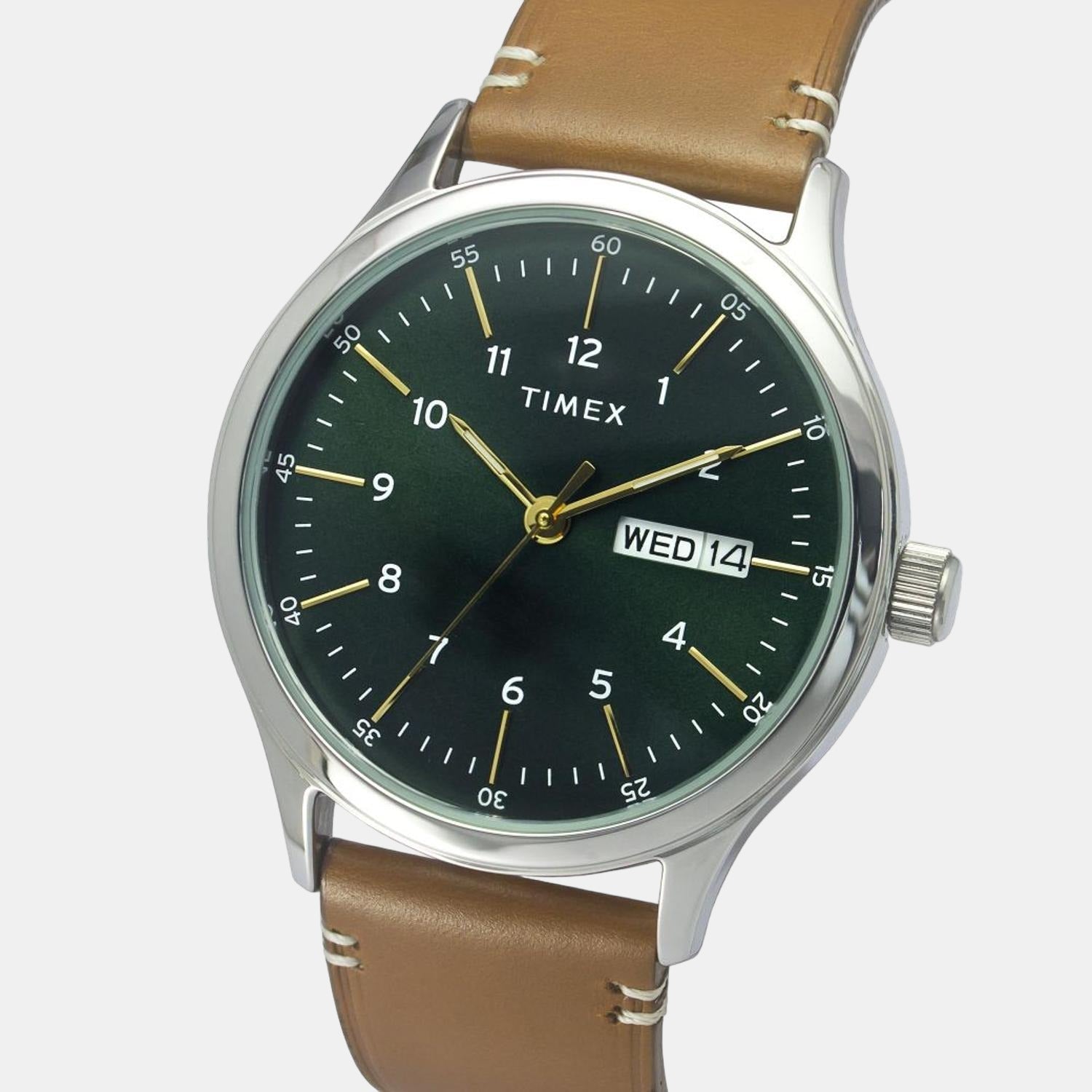 Timex Fashion Men Quartz Green Dial Analog Leather Watch TWEG19700 - view 5