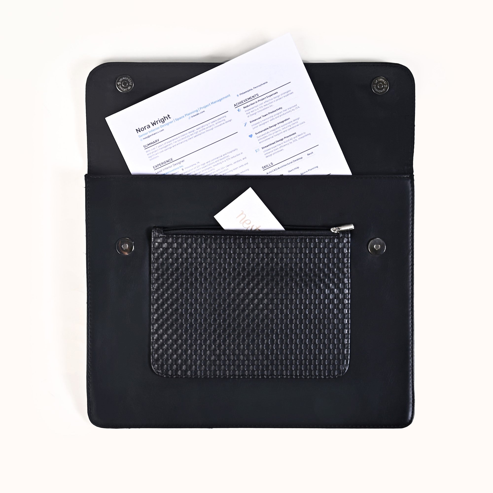 Nestasia Black Multipurpose Office Folder With Zipper Pocket - view 3