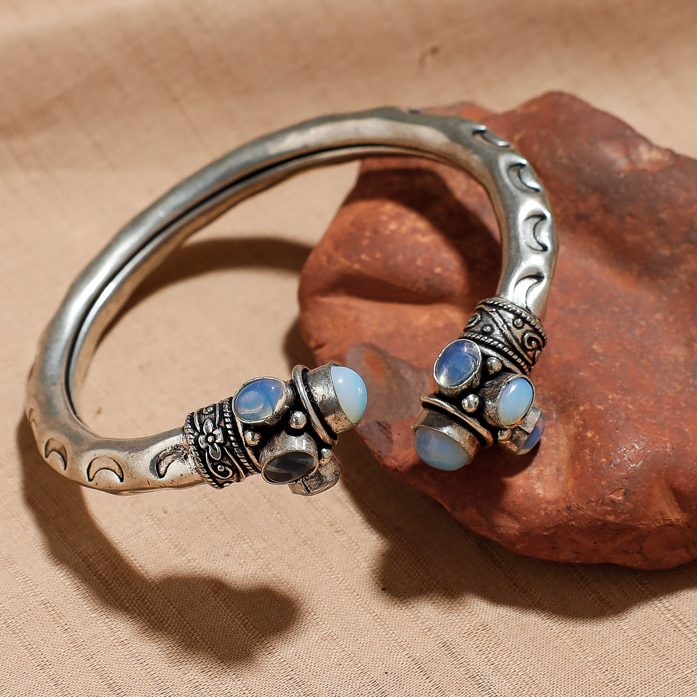 WHITE RIVER STORIES Antique Finish Oxidised German Silver Kada / Bracelet - view 2