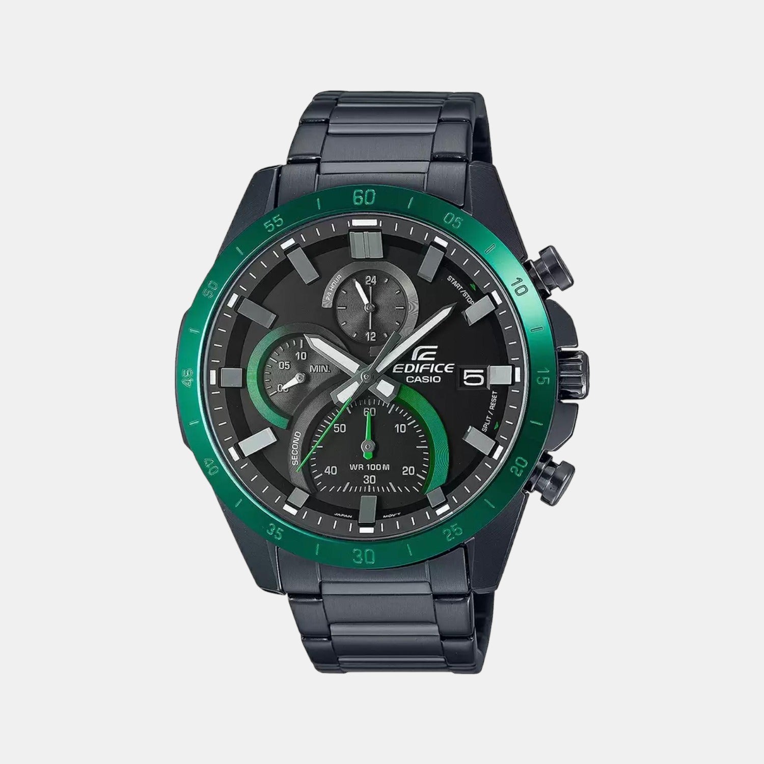 Casio Edifice Men Quartz Black Dial Chronograph Stainless Steel Watch Ed514