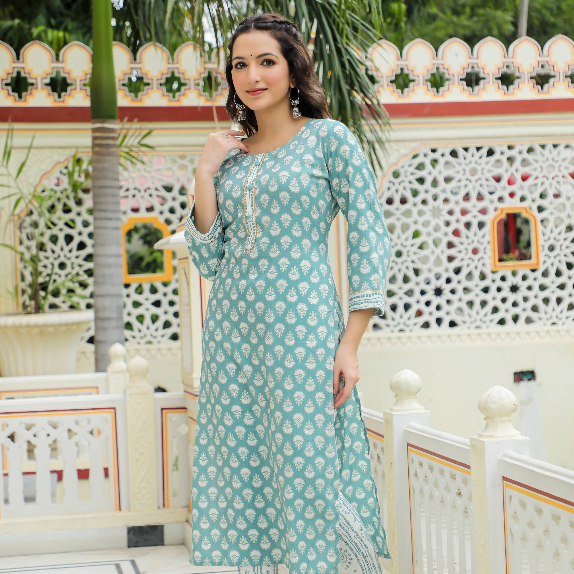 BlackTree green-floral-foil-printed-rayon-suit-1 - view 7