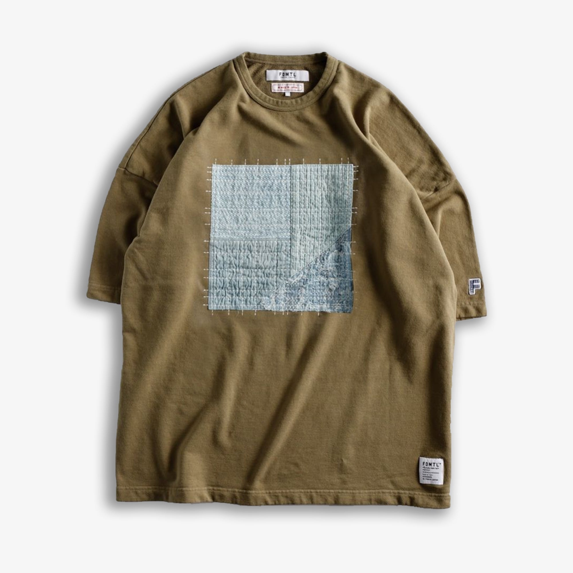 Fdmtl | Patchwork Wide Sweat Tee { Khaki - view 2