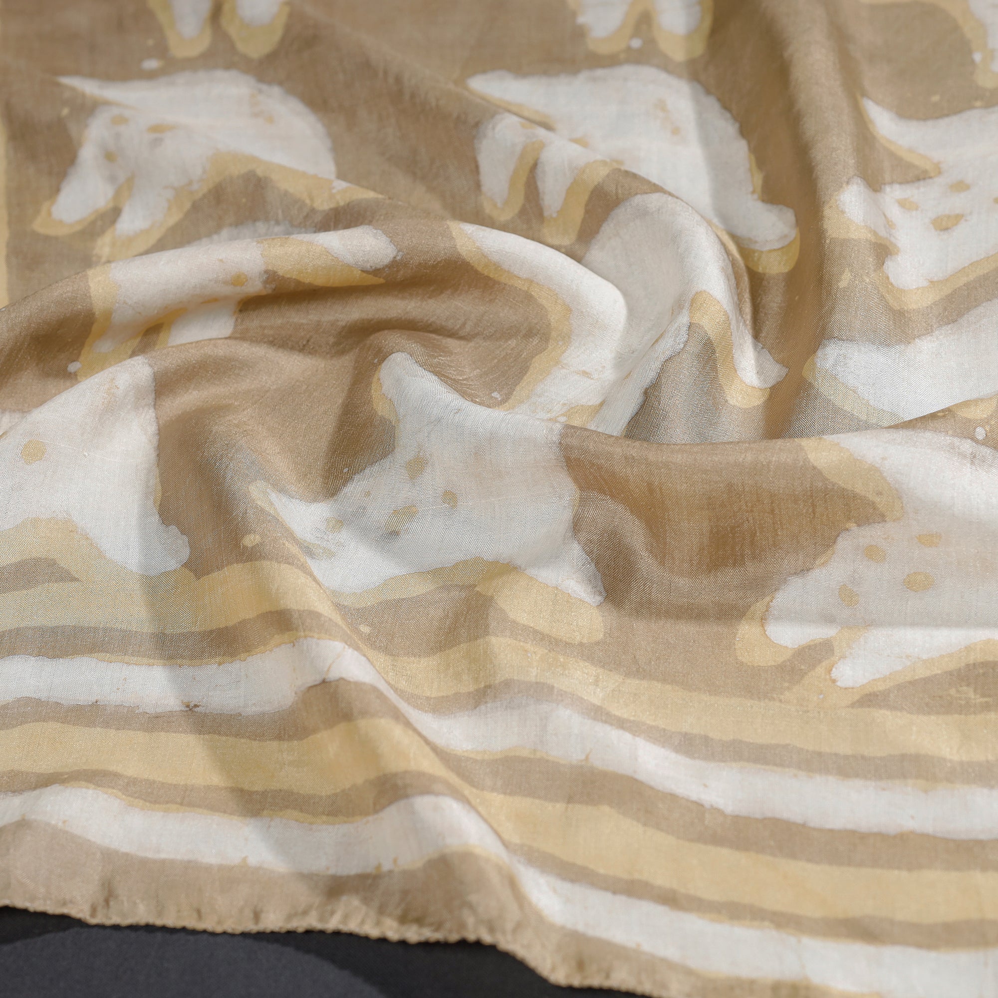BINDAAS UNLIMITED Beige - Handspun Block Art Print Mulberry Silk Bindaas Stole - view 2
