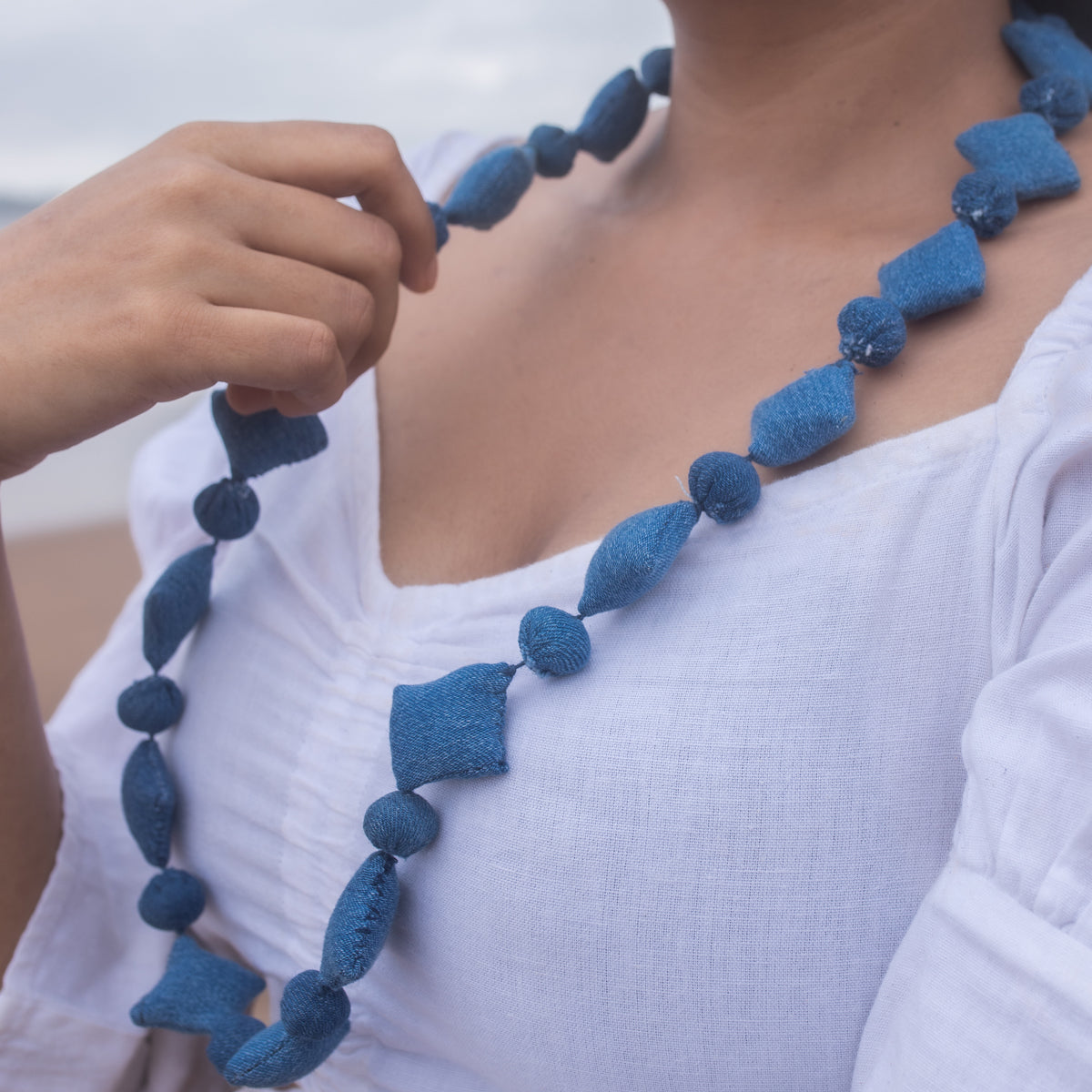 Ananta- Upcycled Denim Necklace by Dwij - view 2