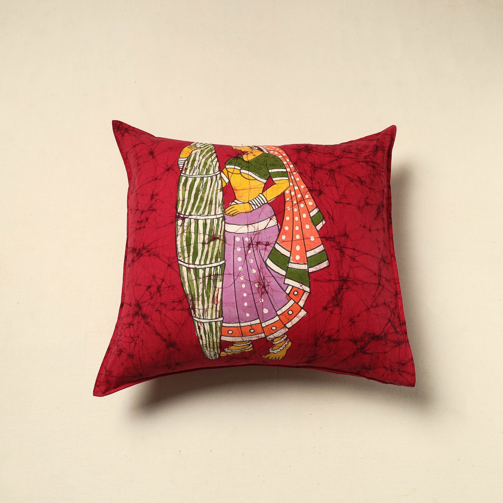 KACHCHH JI CHHAAP Pure Cotton Hand Batik Cushion Cover (18 x 18 in) 71