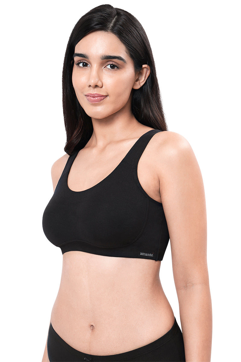 Amante All Day Lounge Solid Non Padded Non-Wired Bra - Black - view 3
