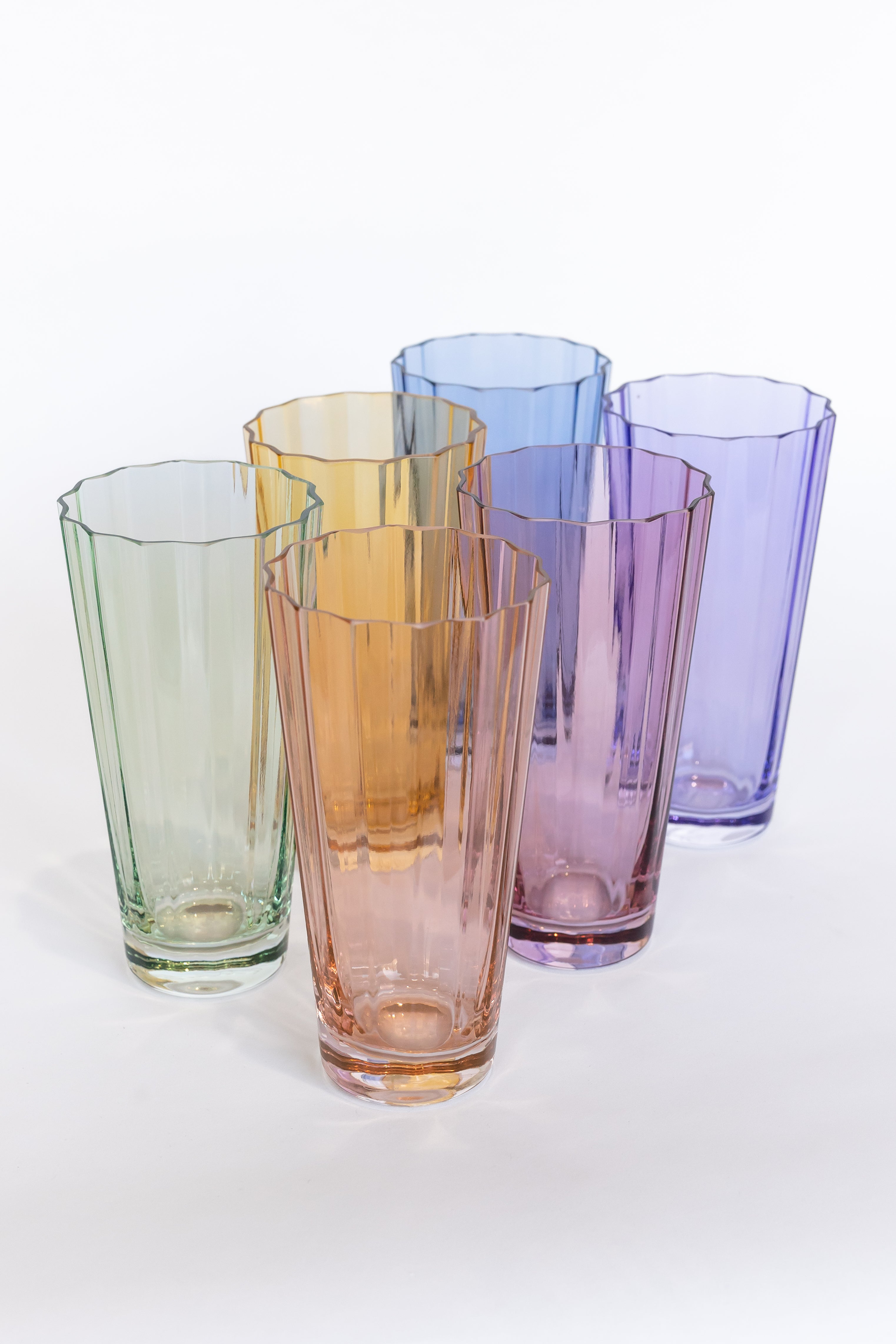 Estelle Colored Glass Estelle Colored Sunday High Balls - Set of 6 {Pastel Mixed Set}