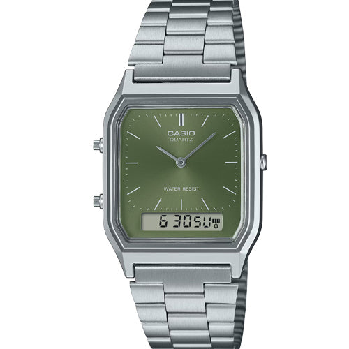 Casio Vintage Green Dial Unisex 29.8mm AD278 AQ-230A-3AMQY