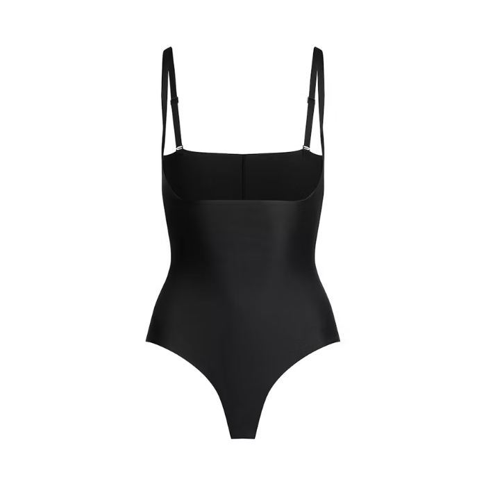 HYPE ELIXIR Skims Body Core Sculpt Open Bust Thong Bodysuit Onyx