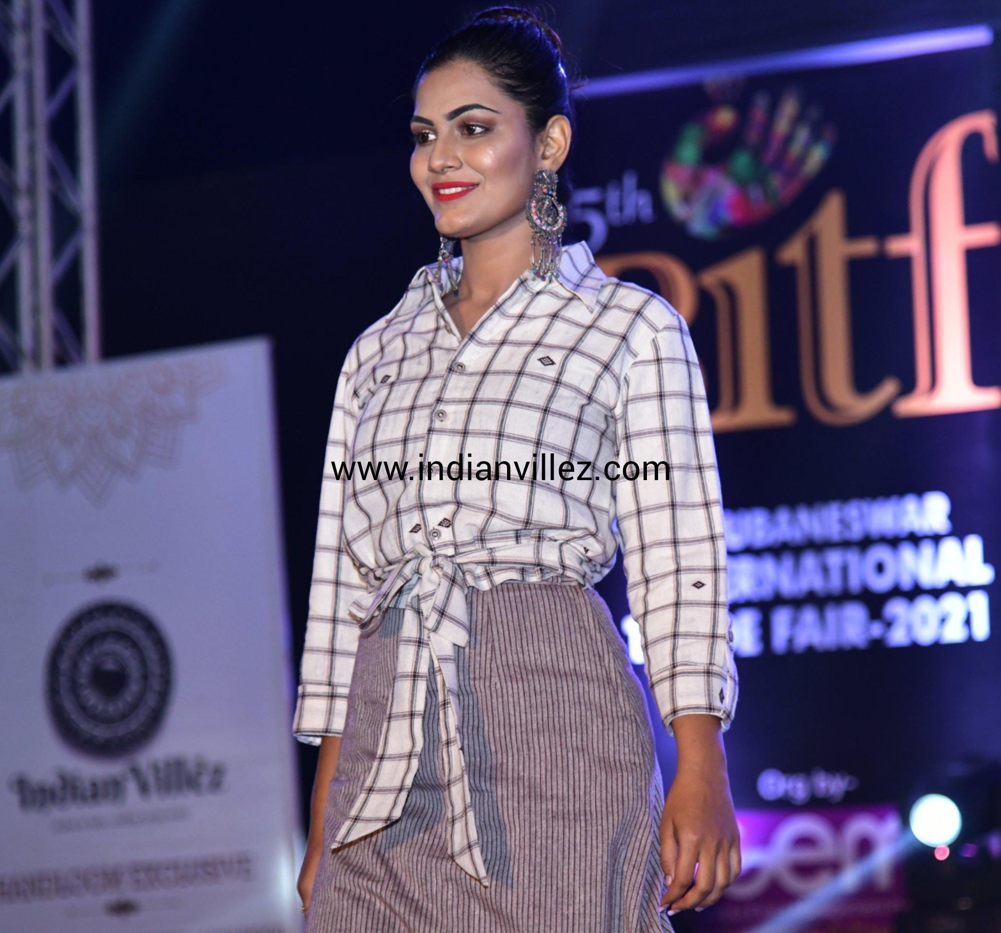 IndianVillèz Brown Kotpad Handloom Long Skirt with Slit