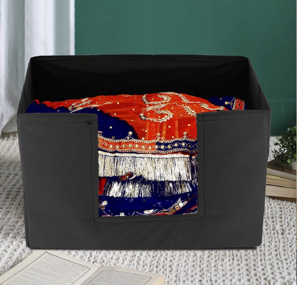 Kuber Industries 3 Pieces Large Capacity Space Saver Closet, Stackable and Foldable Saree, Clothes Storage Bag, Non-Woven Rectangle Cloth Saree Stacke - view 3