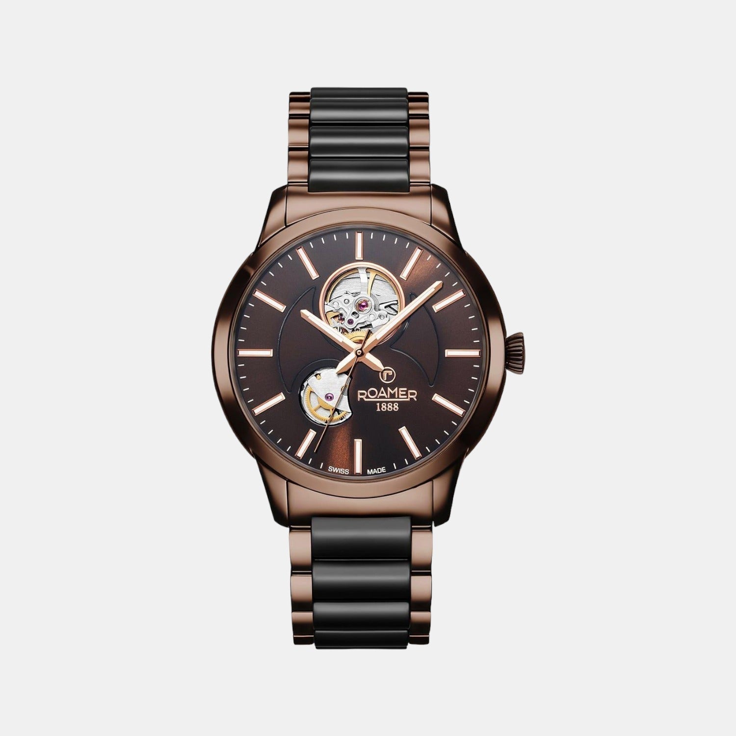 Roamer C-Line Men Quartz Brown Dial Analog Ceramic Watch 672661 40 65 60
