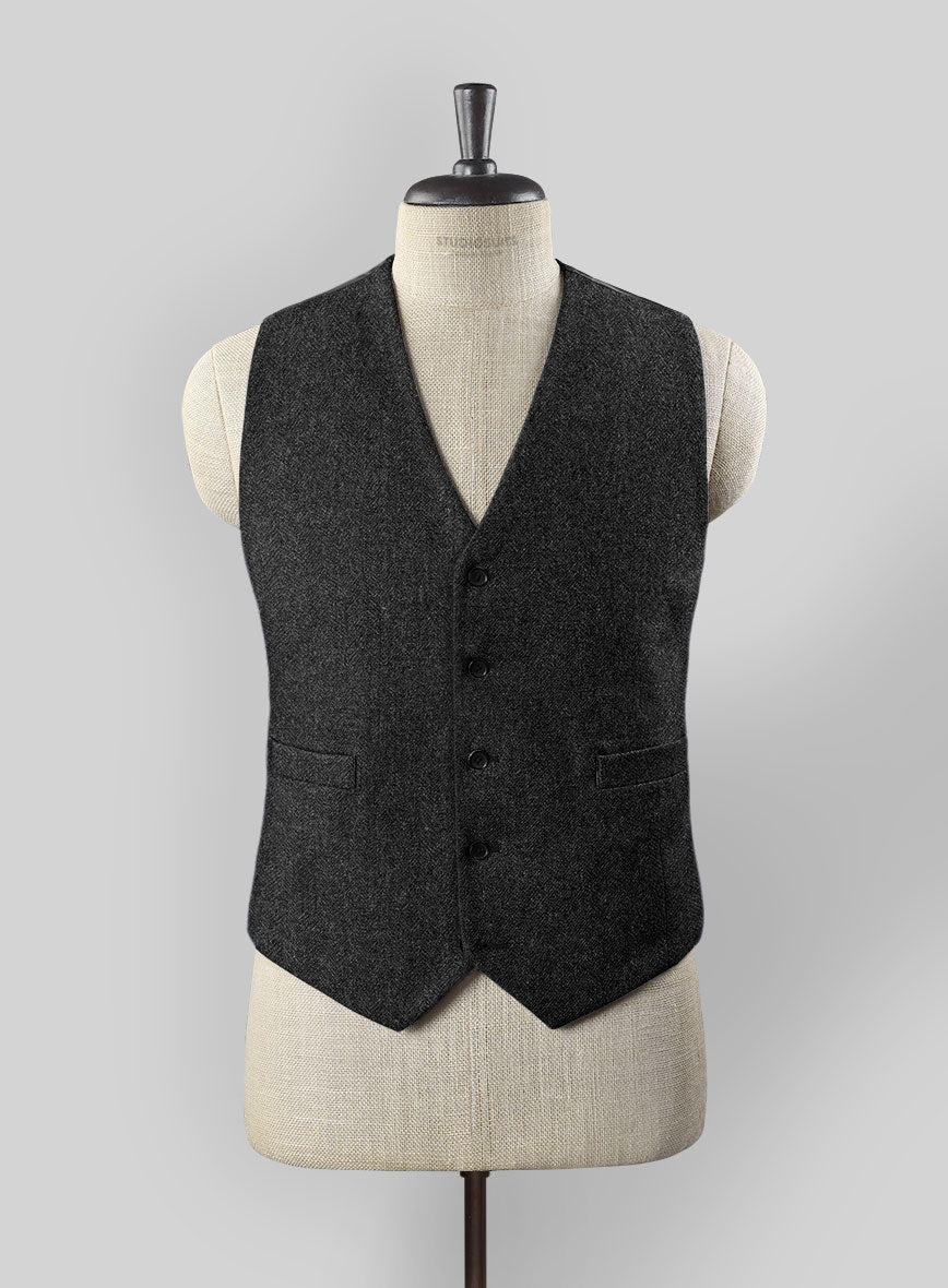 StudioSuits Charcoal Herringbone Tweed Waist Coat - view 2