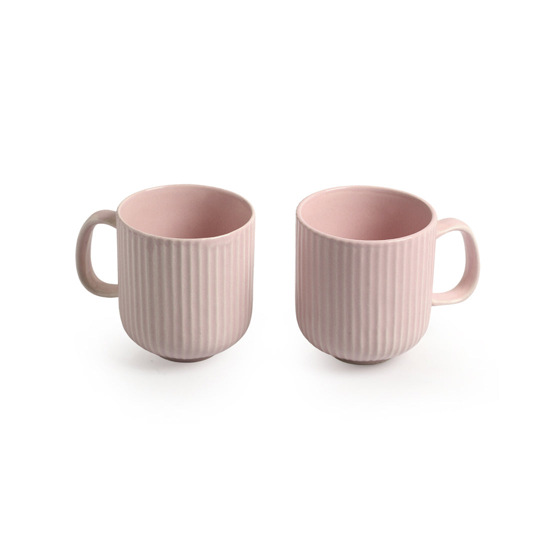 EXCLUSIVELANE 'Coral Reef' Glazed Studio Pottery Ceramic Tea & Coffee Mugs (Set of 2, 300 ml, Pink) - view 2
