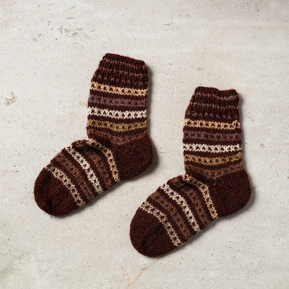 KILMORA Brown - Kumaun Hand Knitted Woolen Socks - Kids