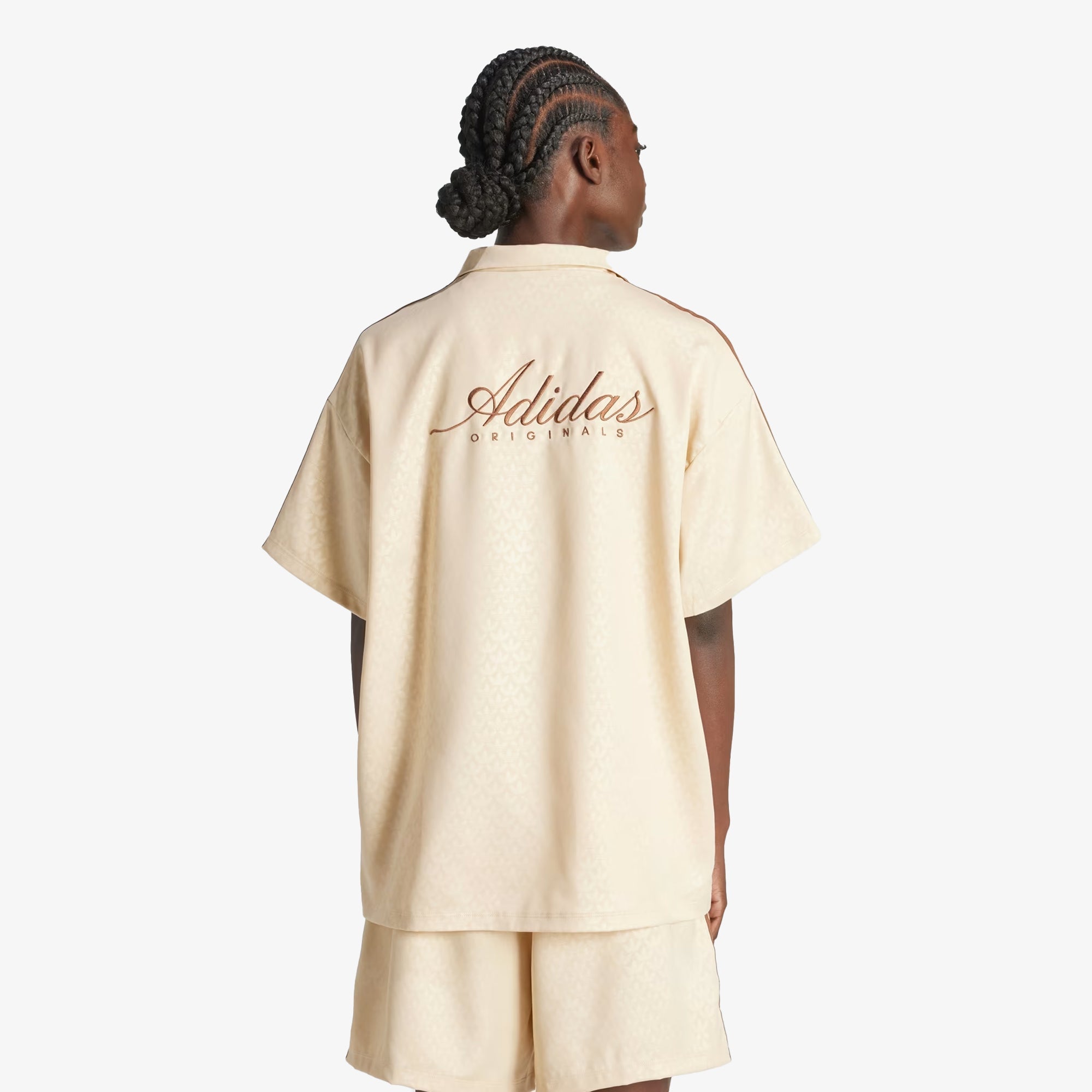 Adidas Originals | FASHION MONOGRAM SATIN BOWLING SHIRT { CRYSTAL SAND - view 2