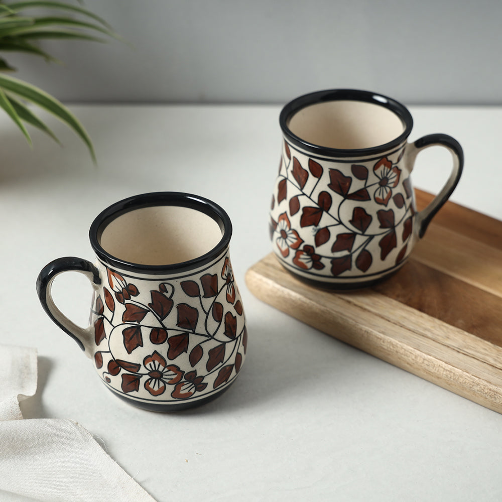 HAVELI CHRONICLES Brown - Ceramic Mugs (Set of 2, 350 ml)