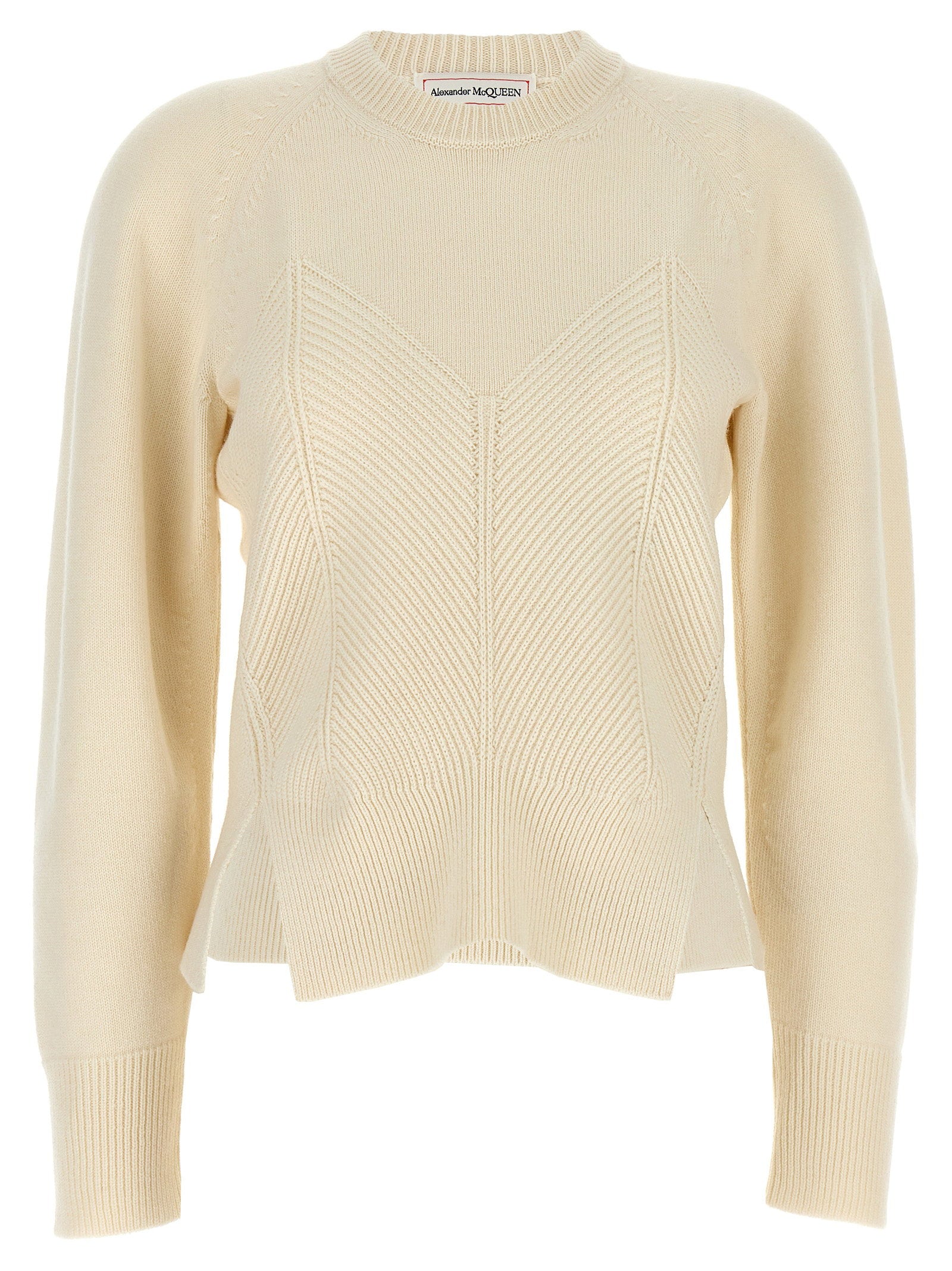 Alexander McQueen Chevron Corset Sweater – 90% wool, 10% cashmere