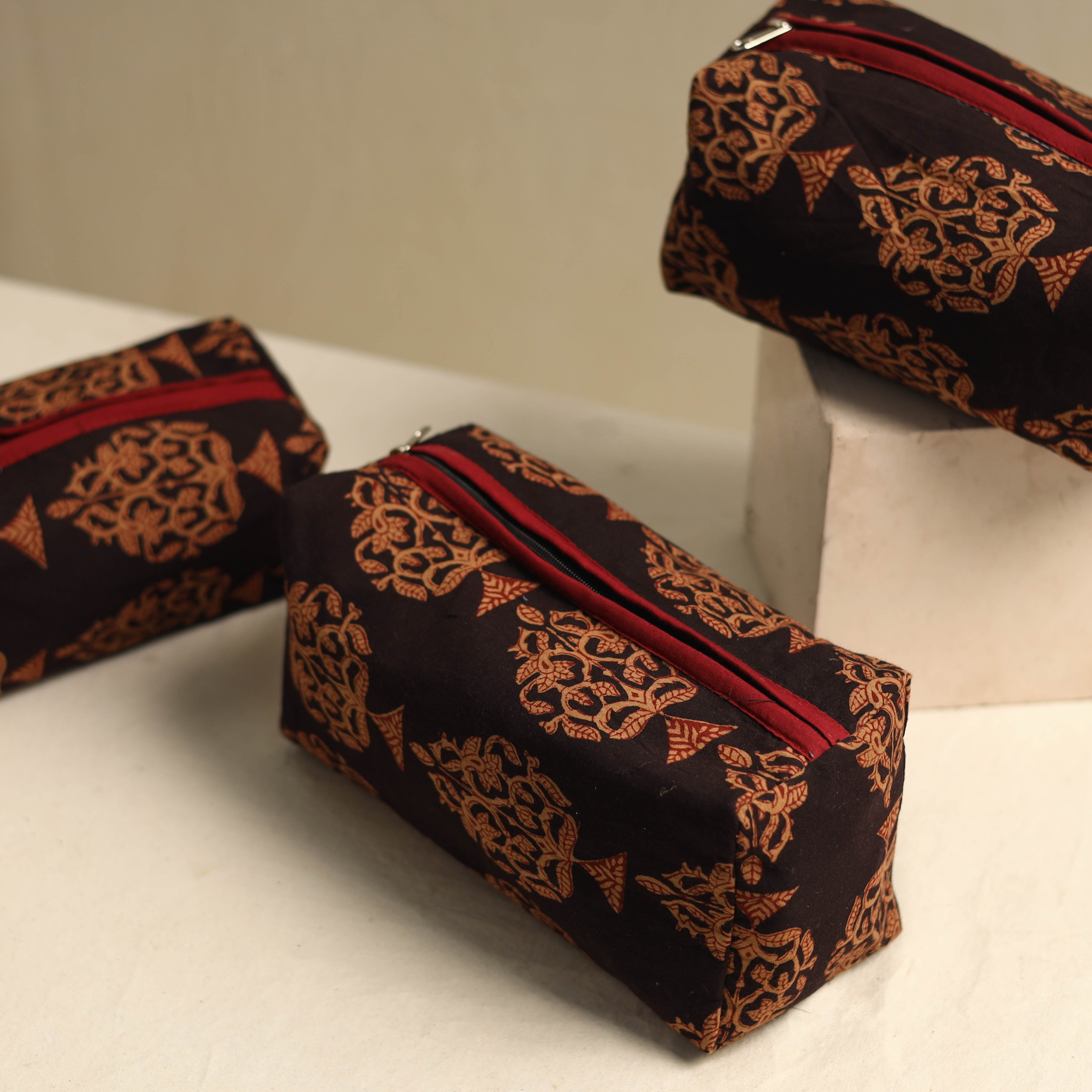 NOORI BAZAR Brown - Multipurpose Handmade Toiletry Bags (Set of 3) 28 - view 2