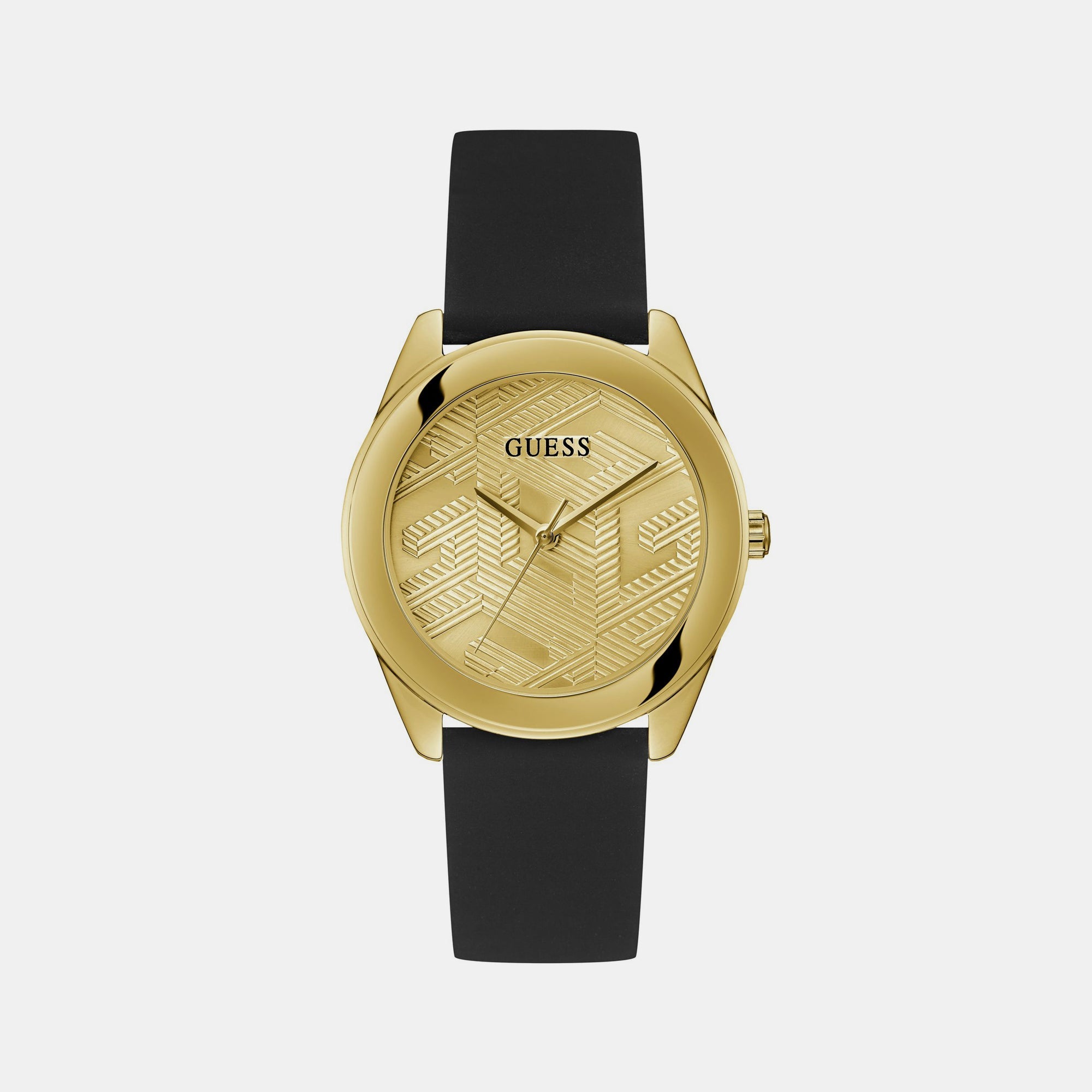 Guess Cubed Women Quartz Champagne Dial Analog Silicone Watch GW0665L1
