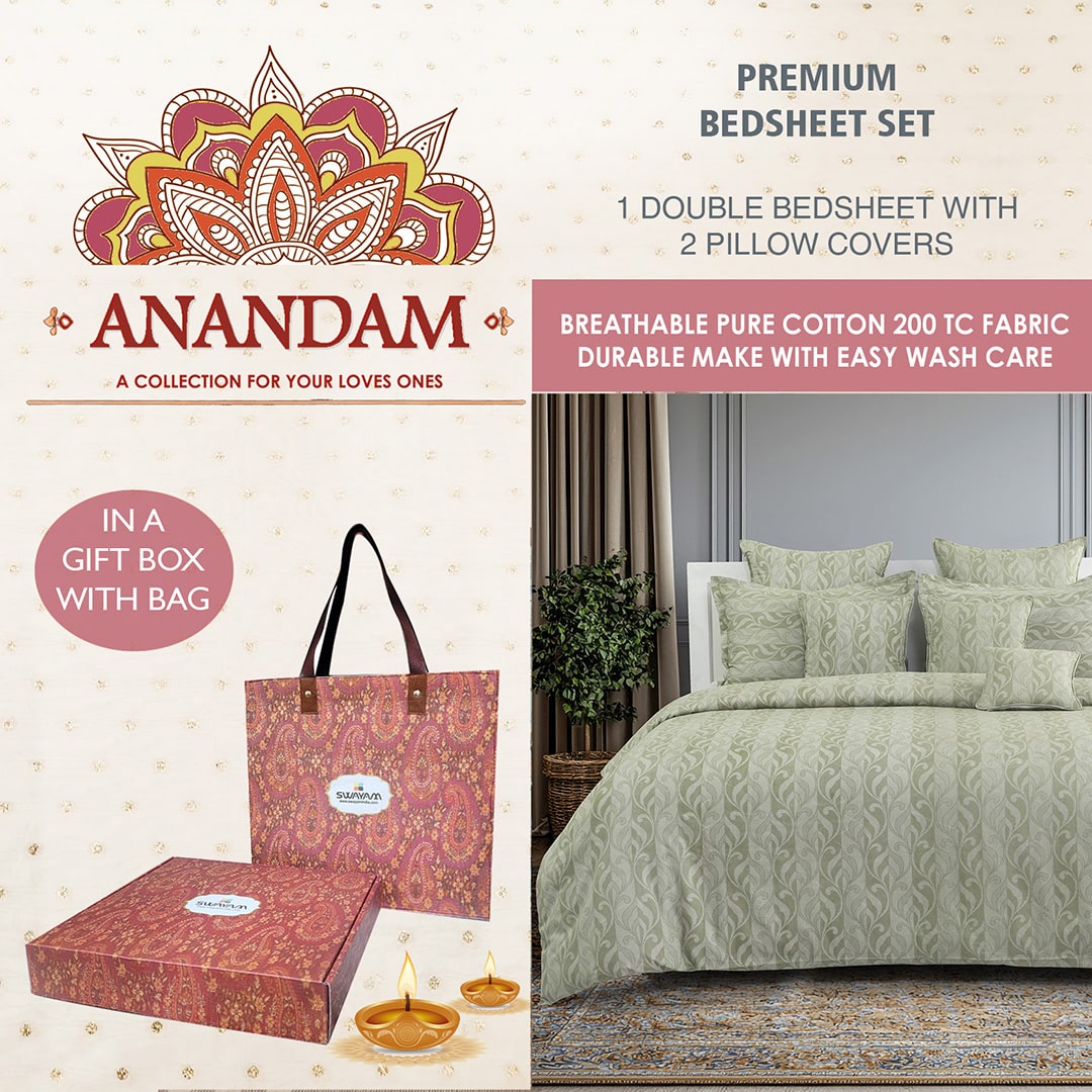 Swayam India Anandam Double Bedsheet with 2 Pillow Covers - 14154