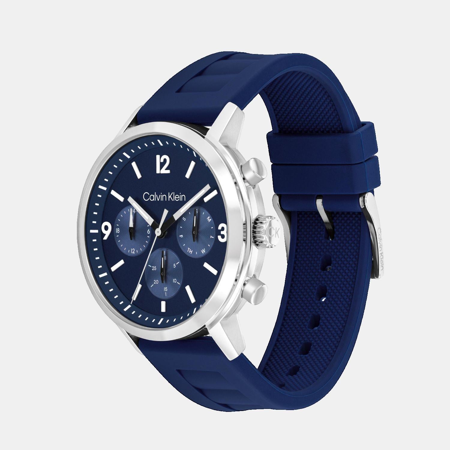 Calvin Klein Gauge Men Quartz Blue Dial Chronograph Leather Watch 25200460 - view 2