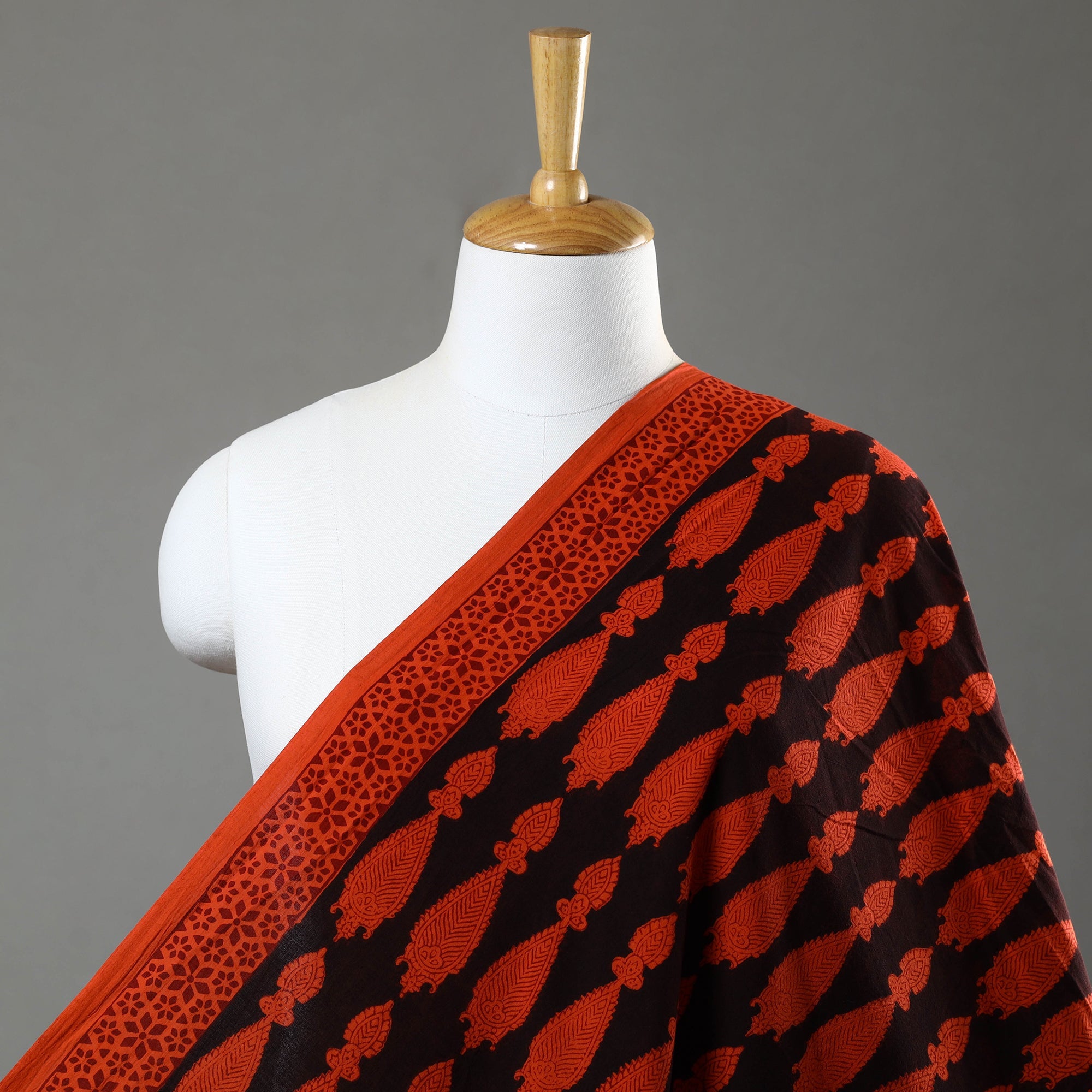 BAGH PRINTS BY UMAR FARUK KHATRI Black - Bagh Block Printed Cotton Fabric 02