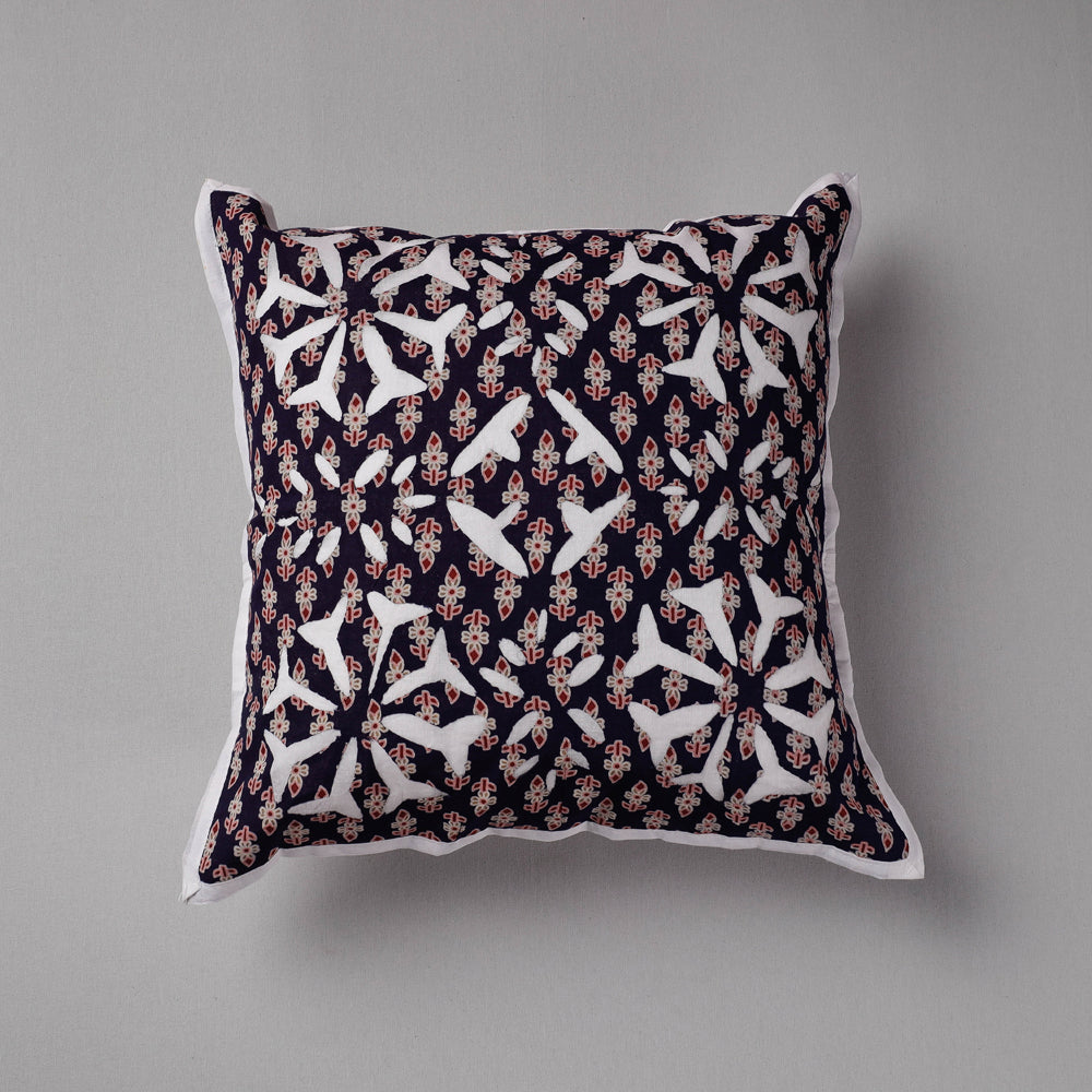 SHADES OF MARUDHARA Black - Cutwork Cotton Applique Cushion Cover (16 x 16 in)