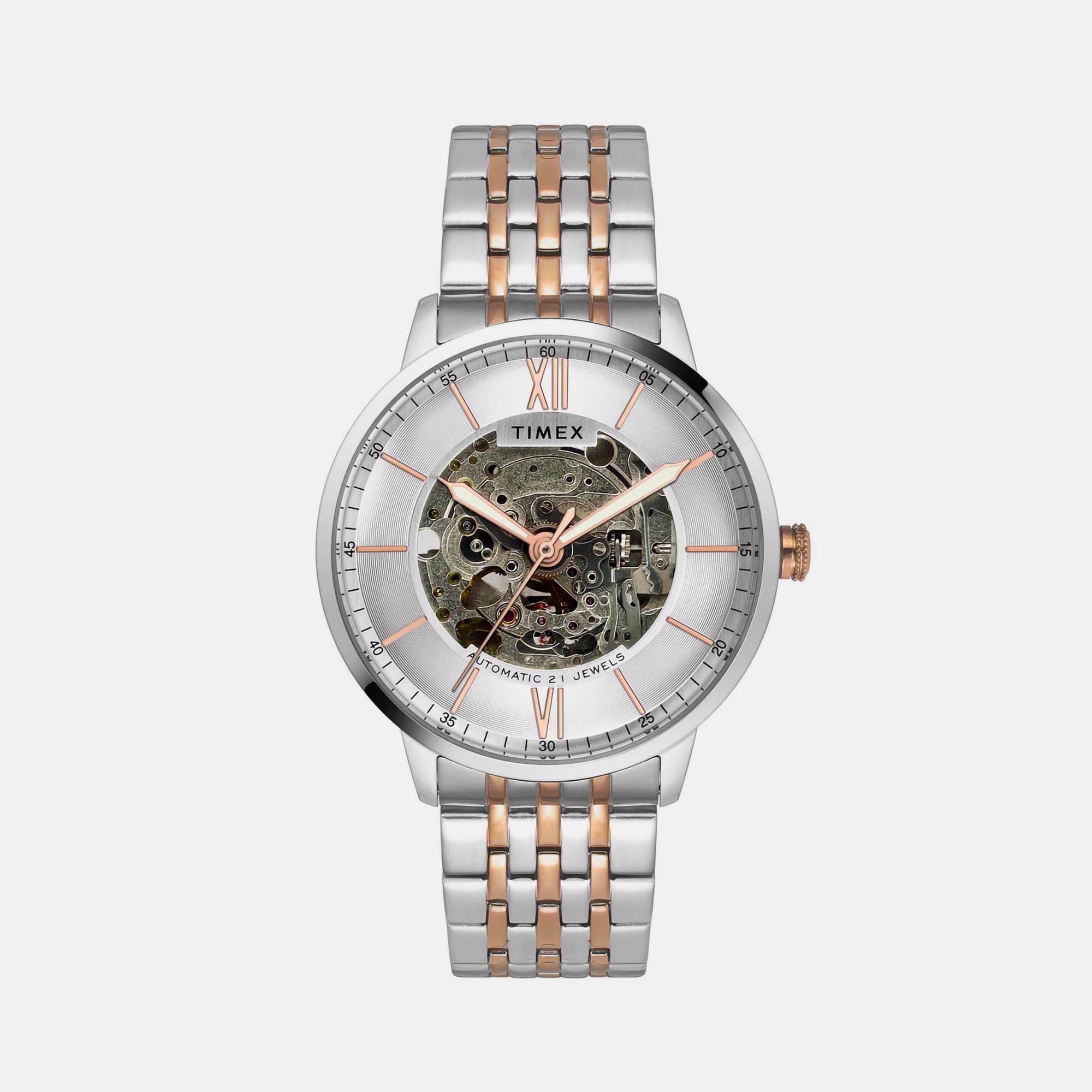 Timex E Class Men Automatic Silver Dial Analog Stainless Steel Watch TWEG23503
