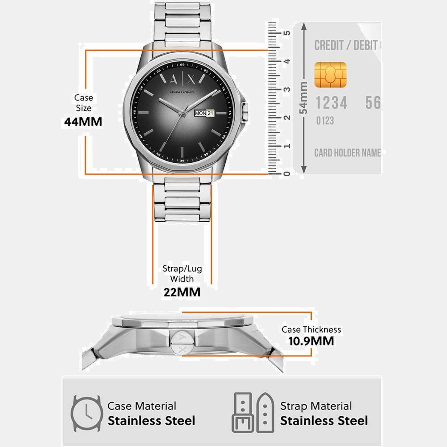 Armani Exchange Banks Men Quartz Grey Dial Analog Stainless Steel Watch AX1764 - view 3