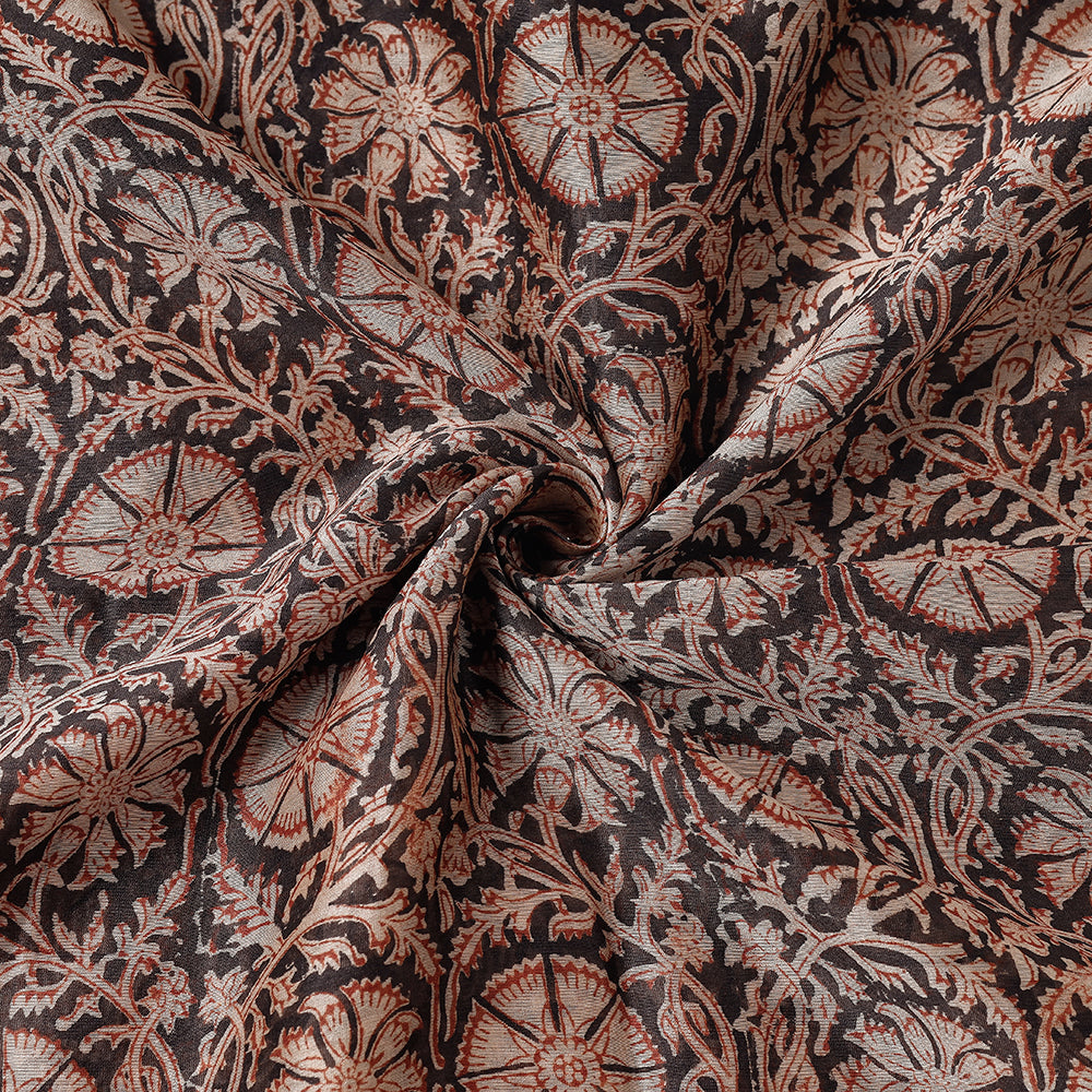 PITCHUKA SRINIVAS KALAMKARI PEDANA Black - Pedana Kalamkari Block Printing Chanderi Silk Fabric - view 2