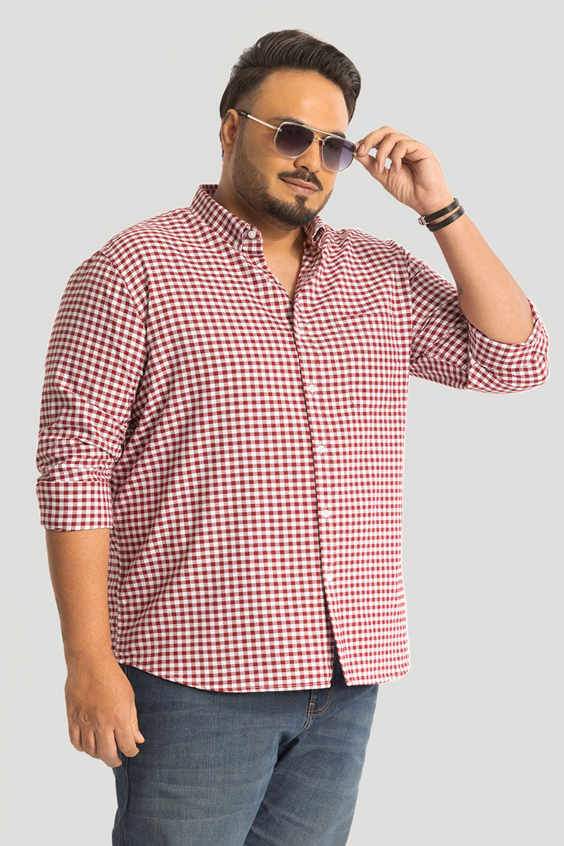 SNITCH Red Oxford Checks Shirt