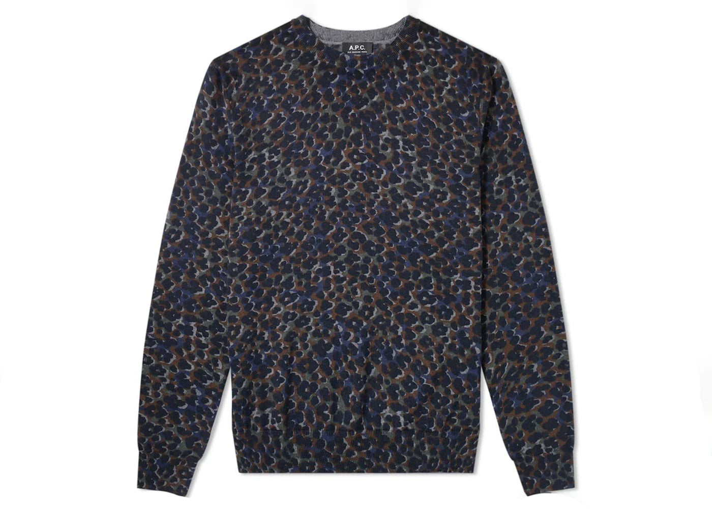 P c pull – A.P.C. Pull Fauve Crewneck Blue Leopard Print