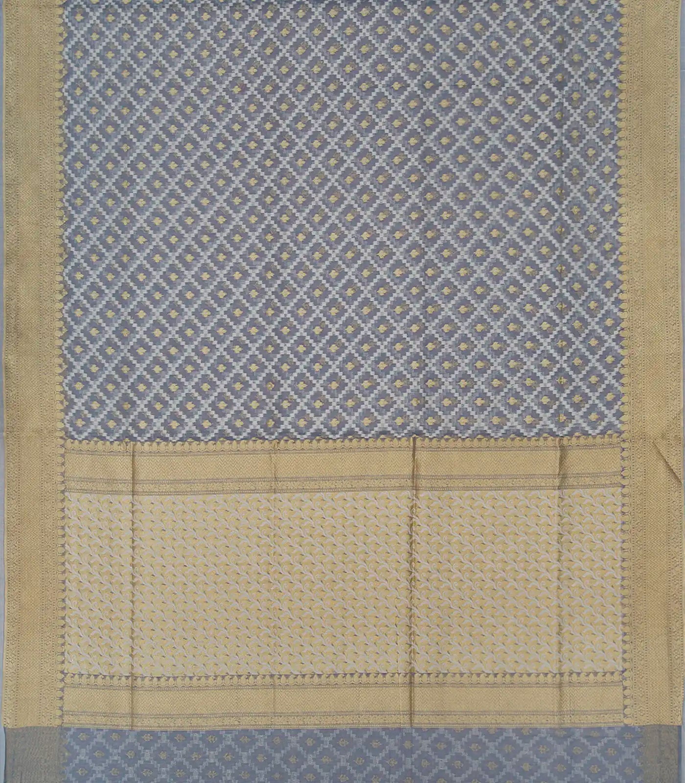 RmKV Grey Blended Banarasi Cotton Saree With Mango Motifs-Grey - view 2