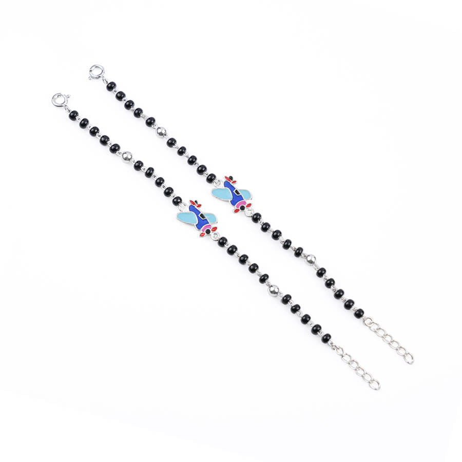 Prinjal Jewellers black beads multicolor airplane silver nazariya for kids - view 3