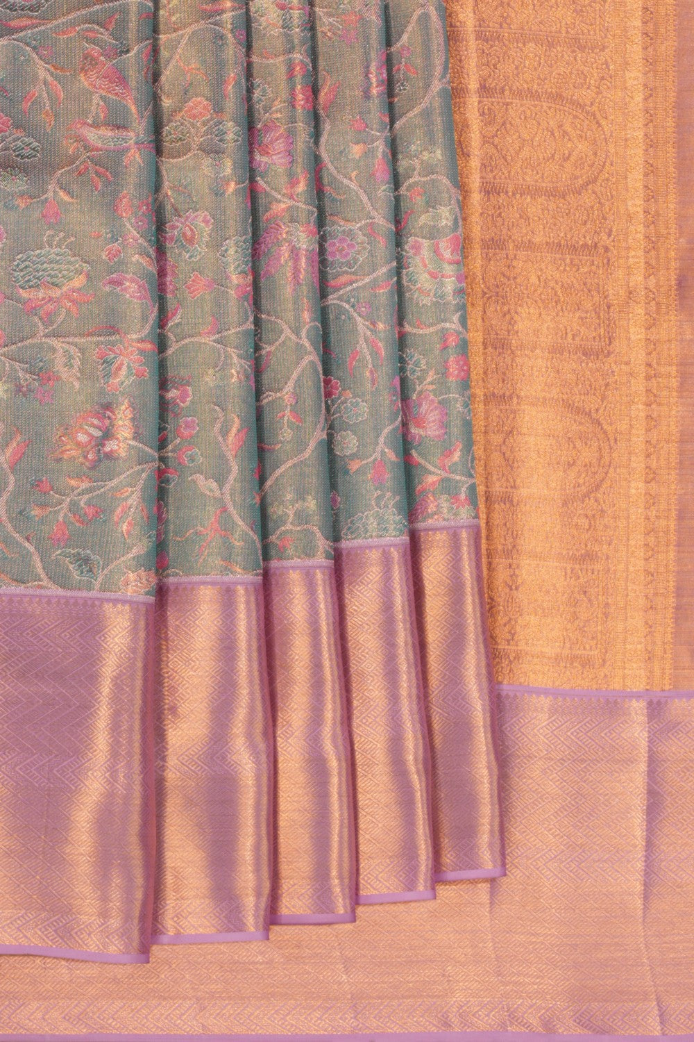 Kalanjali Kanchipattu Brocade Blue Saree – Women's